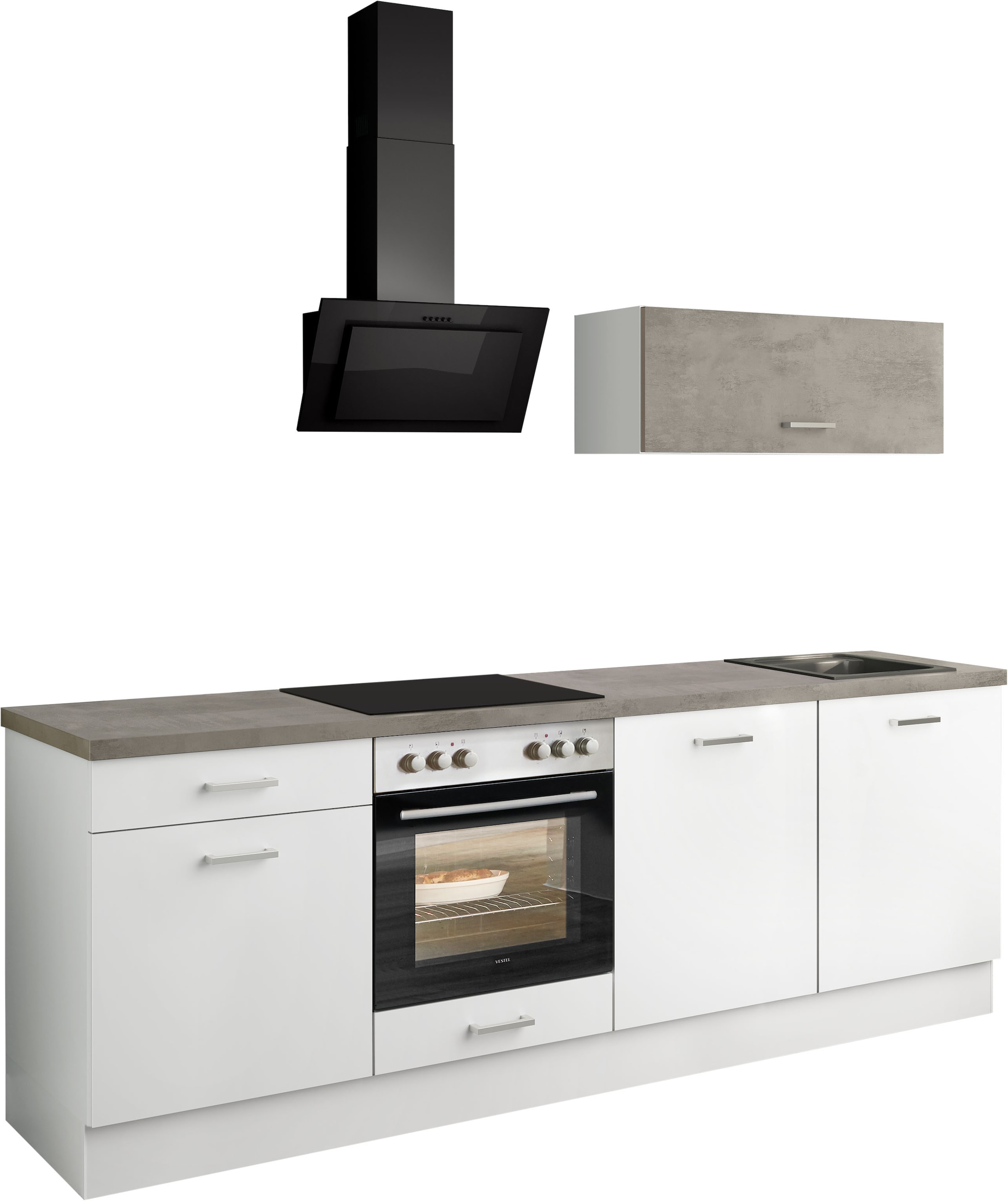 IMPULS KÜCHEN Küchenzeile "Lissabon, Ausrichtung wählbar, Schubkästen mit Soft-Close" Set, vormontiert, in verschiedenen Farben erhältlich, Breite 240 cm