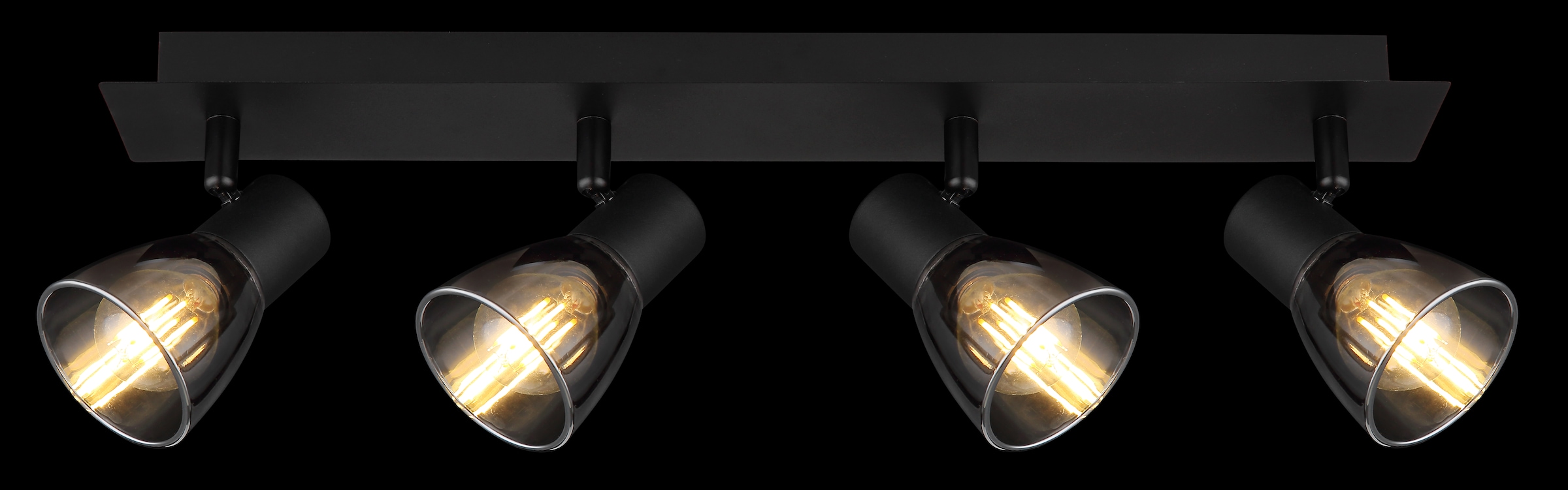 GLOBO LIGHTING Deckenstrahler »CLAUDE«, Leuchtmittel E14 | ohne Leuchtmittel, Deckenspot/schwarz/Glas rauchfarben/LxBxH: 500x70x155mm