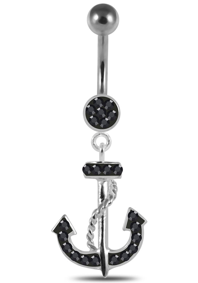 Firetti Bauchnabelpiercing »Piercing Schmuck Zirkonia (synth.) kaufen BAUR | Geschenk, mit BLACK ANCHOR, Anker«