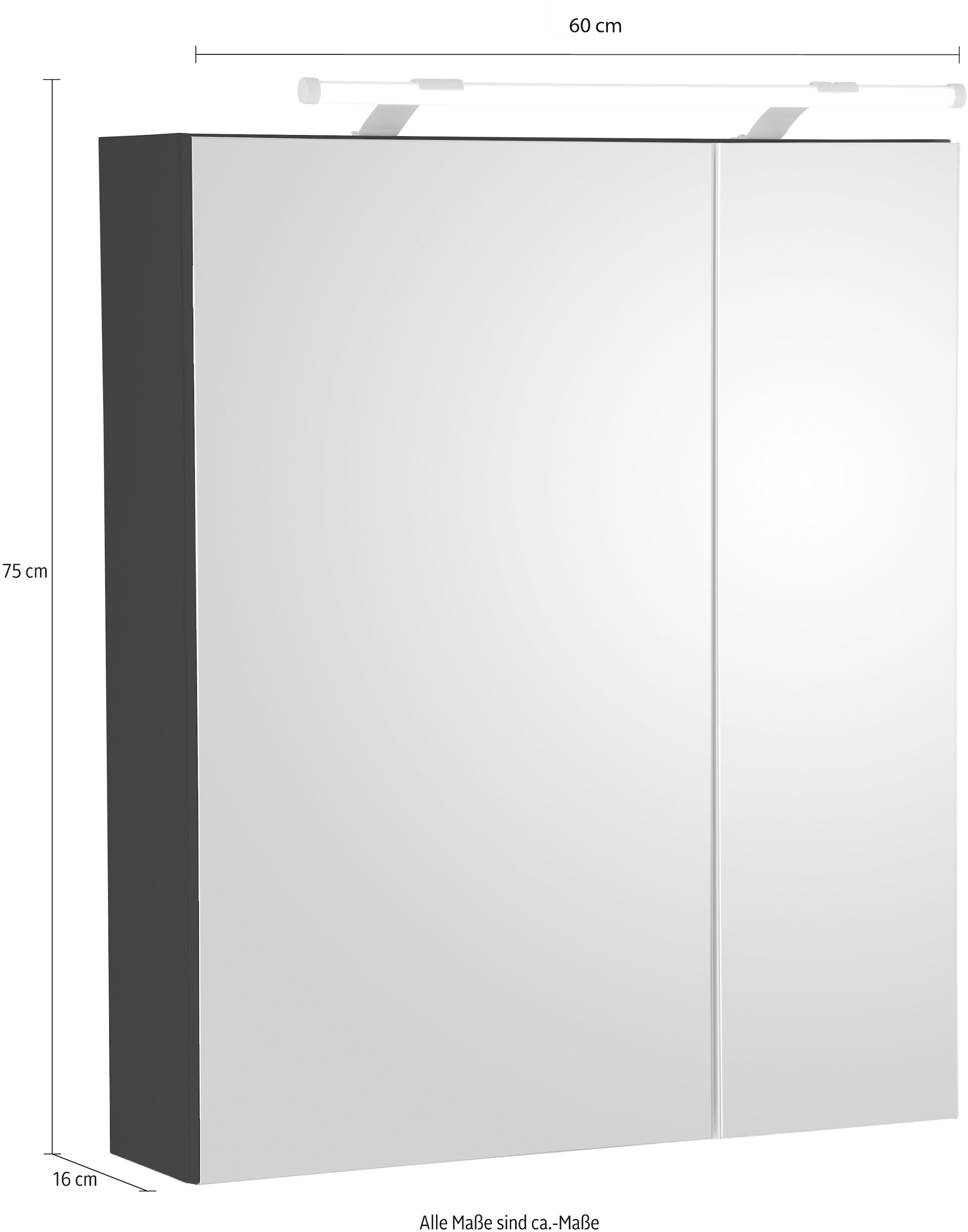 Schildmeyer Spiegelschrank »Dorina«, Breite 60 cm, 2-türig, LED-Beleuchtung,  Schalter-/Steckdosenbox bestellen | BAUR