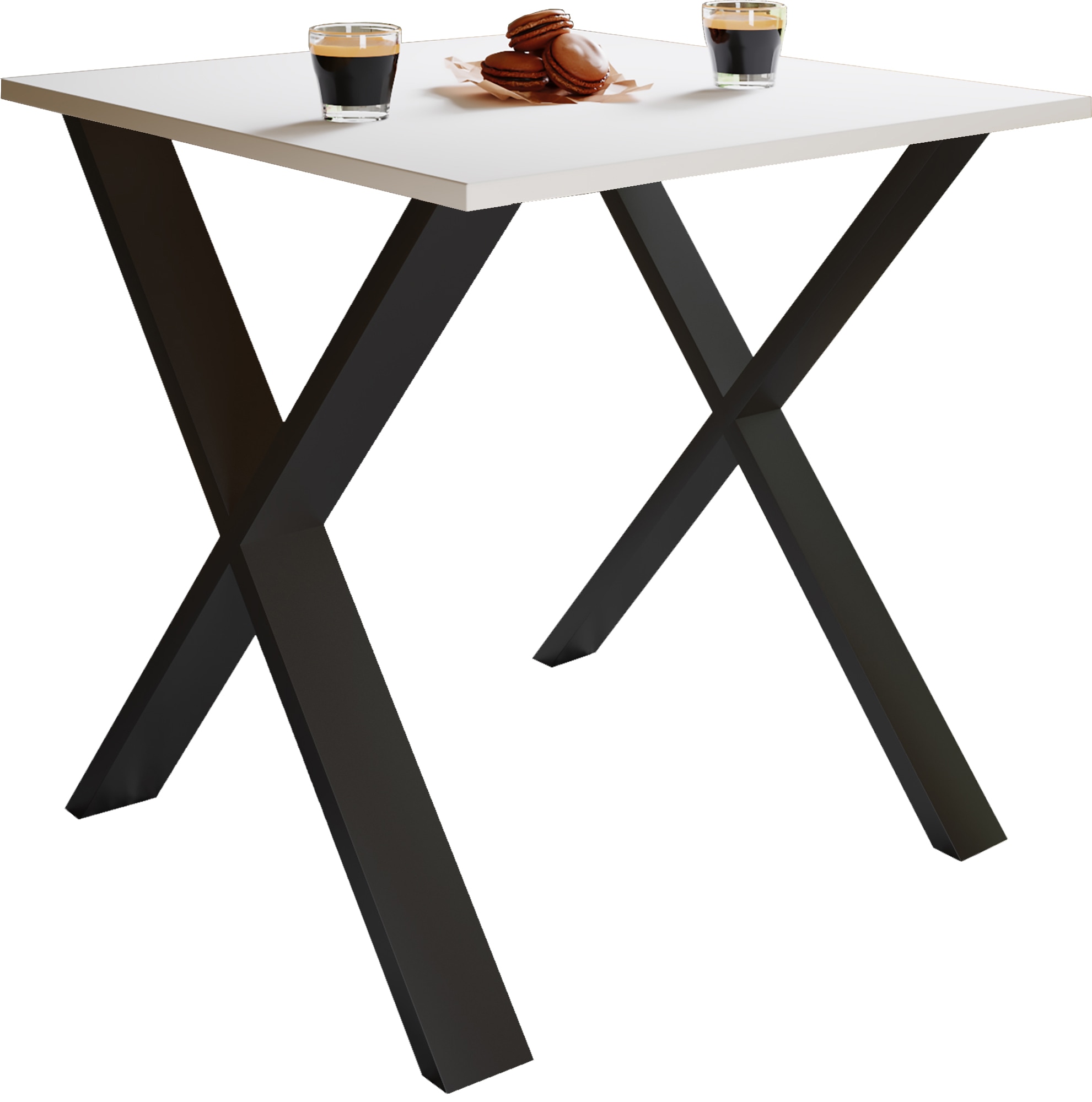 Esstisch VCM "Premium Holz Esstisch Küchentisch Xona X 80x80", weiß (schwarz, weiß), B:80cm T:80cm, Tische, Esstisch