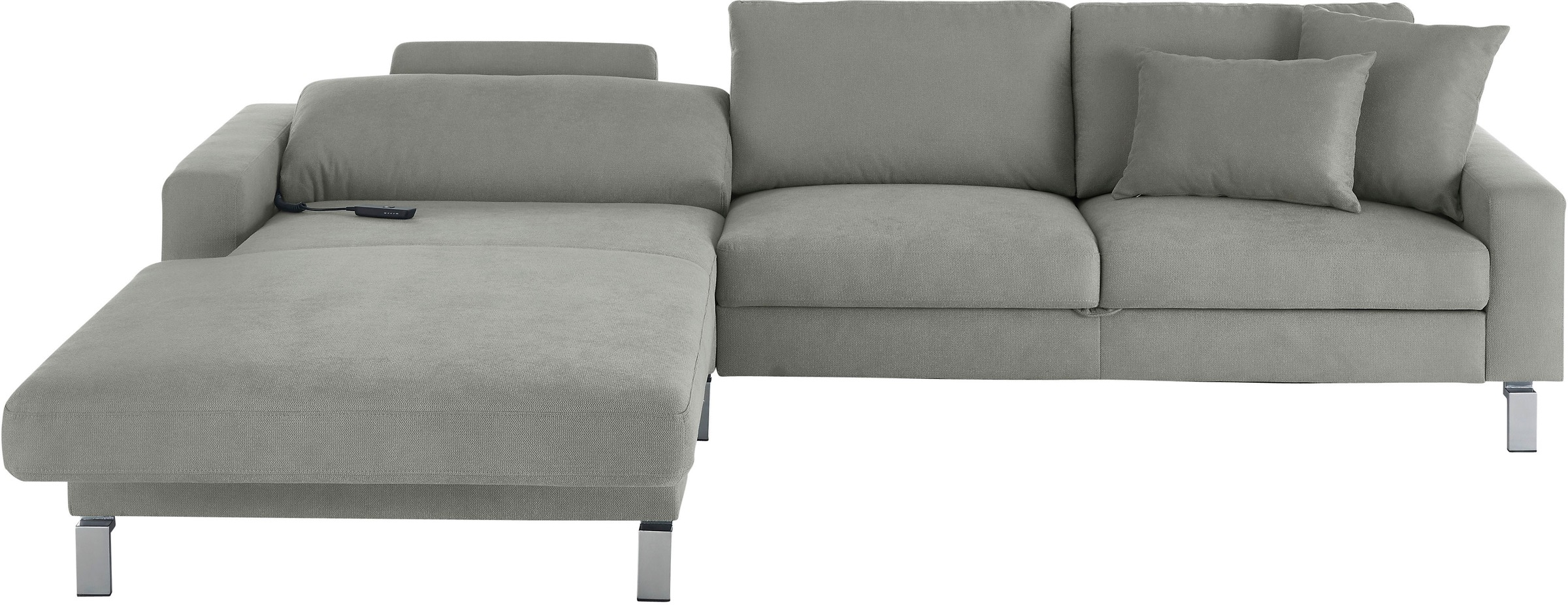 3C Candy Ecksofa »Lecce, wahlweise PUR-Schaumstoff oder Tonnentaschenfederkern«, Bett im 2,5-Sitzer, teilmotorische Schlaffunktion im Longchair, L-Form