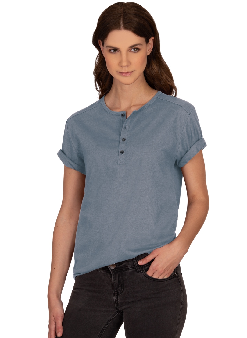kaufen BAUR Knopfleiste Baumwolle« T-Shirt T-Shirt DELUXE mit | für Trigema »TRIGEMA