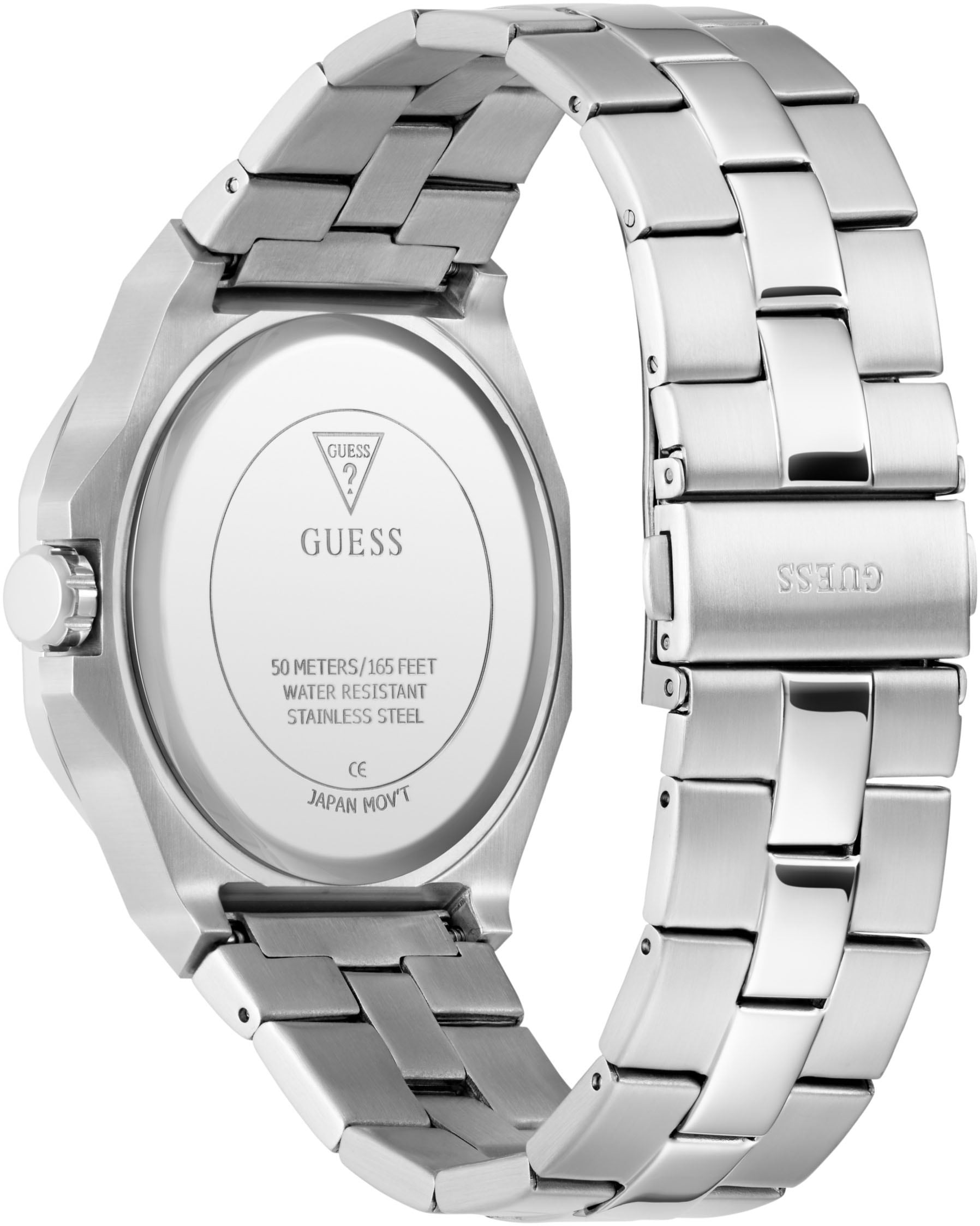 Guess Quarzuhr »EMPEROR«, Armbanduhr, Herrenuhr, Edelstahlarmband, analog