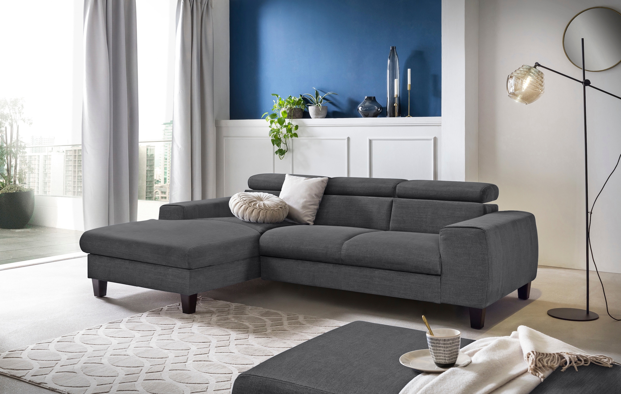 COTTA Ecksofa "Morven L-Form mit Kopfteilverstellung" wahlweise mit Bettfun günstig online kaufen