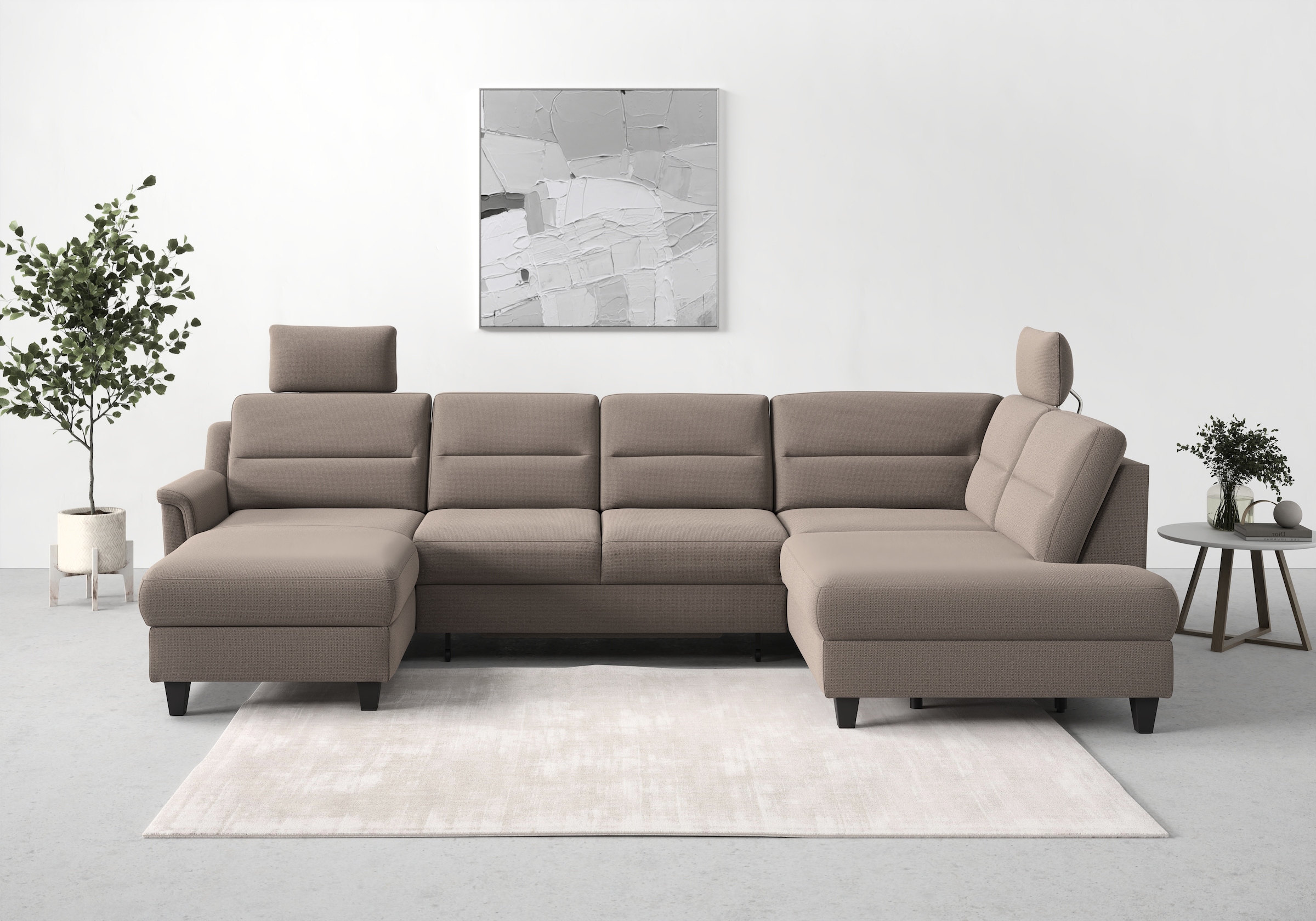 sit&more Wohnlandschaft "Farö U-Form" inklusive Federkern, wahlweise mit Schlaffunktion und Bettkasten