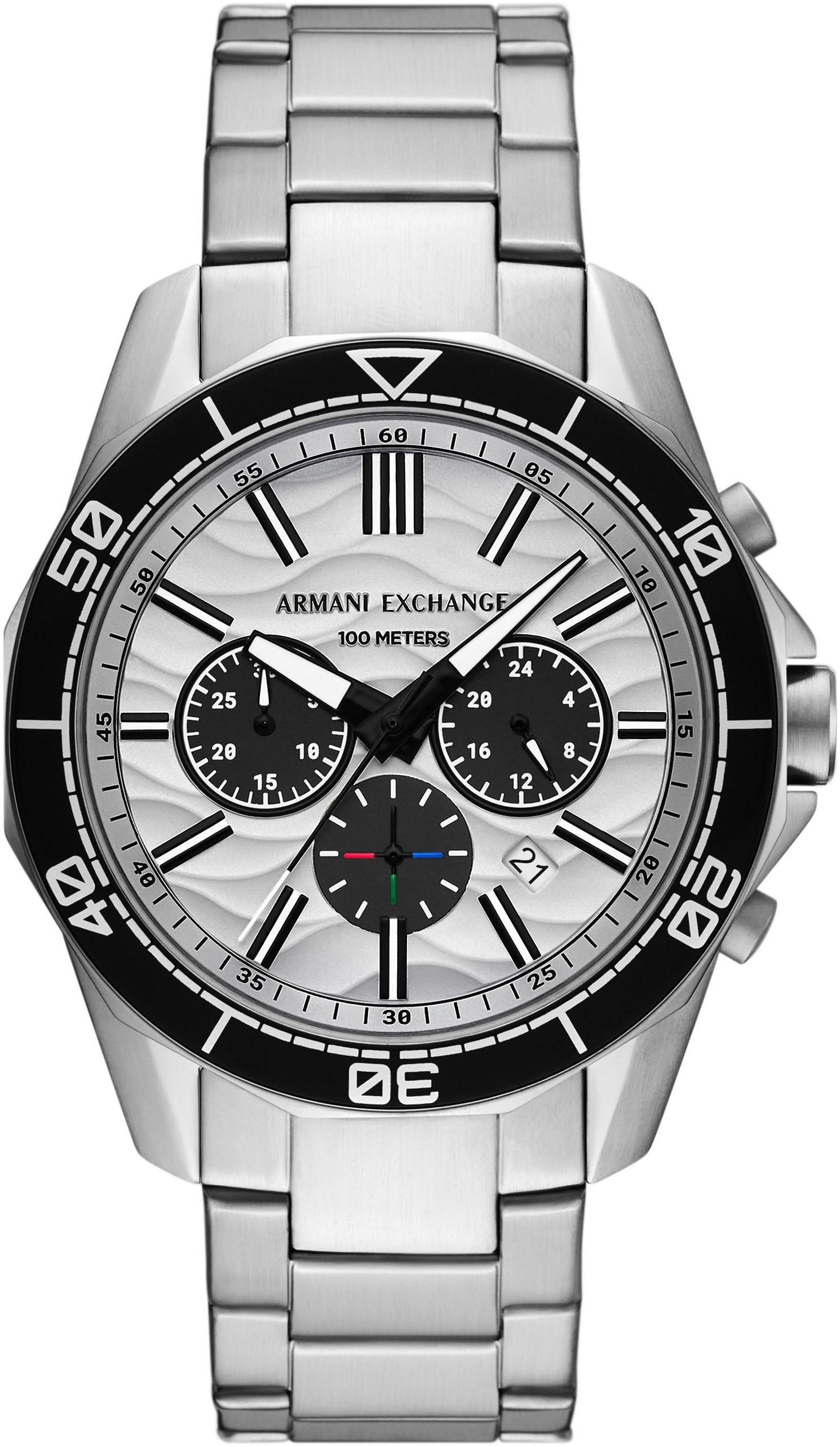 ARMANI EXCHANGE Chronograph, Quarzuhr, Armbanduhr, Herrenuhr, Edelstahlarmband, analog, Tag