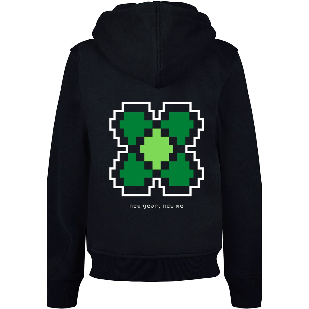 F4NT4STIC Kapuzenpullover »Silvester Happy New Year Pixel Kleeblatt«