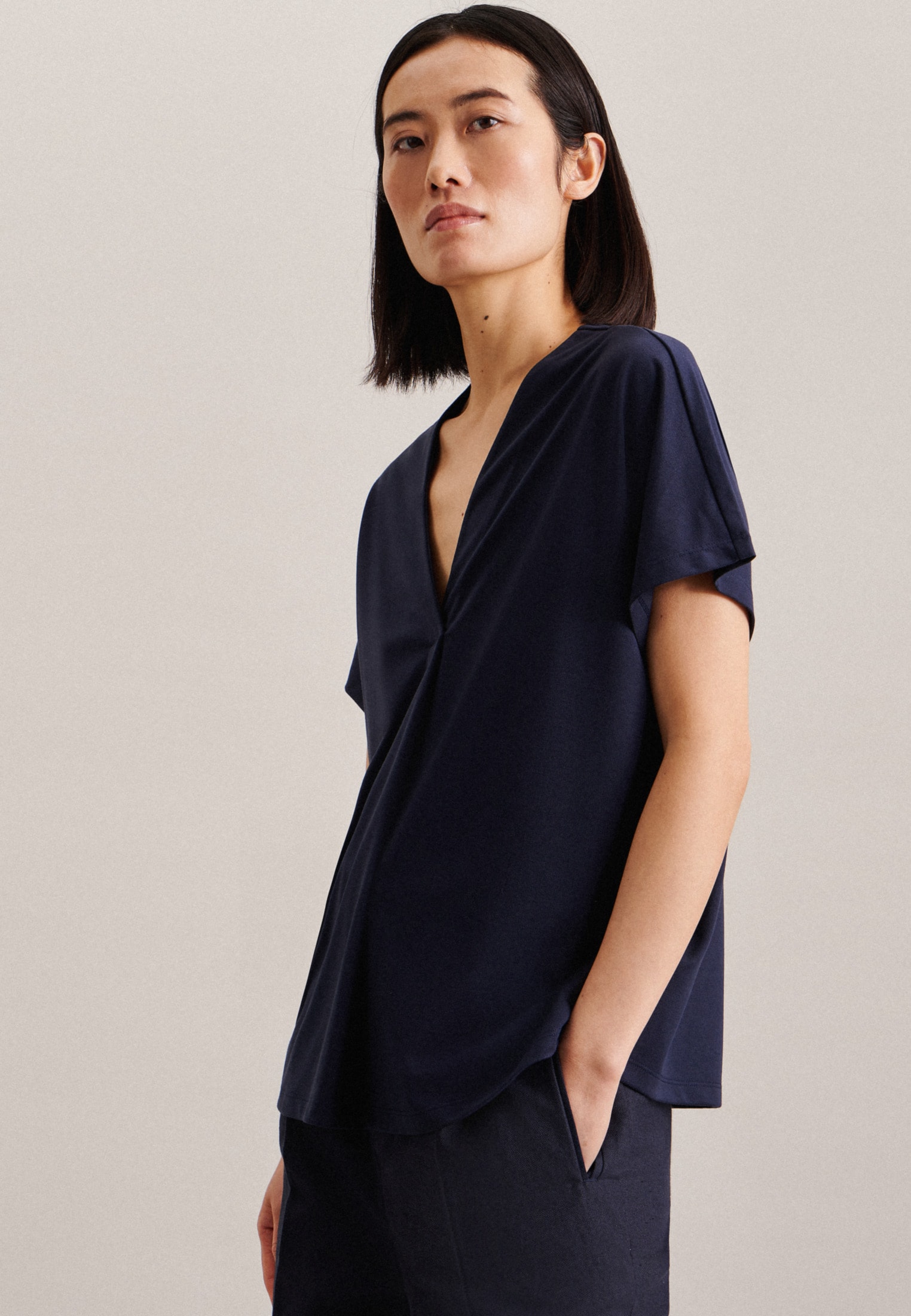 seidensticker Shirtbluse »Schwarze Rose« Kurzarm V-N...