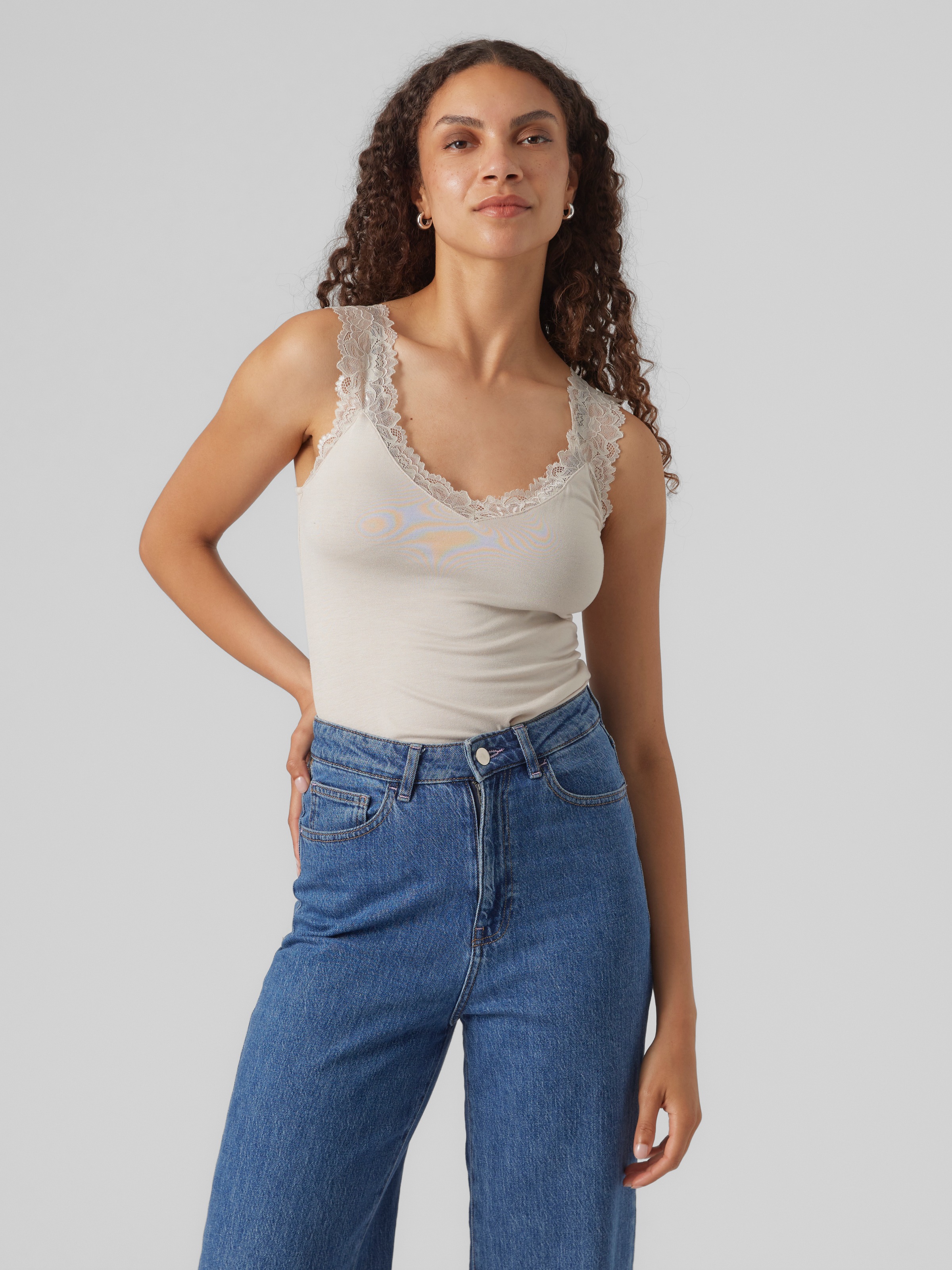 Vero Moda Spitzentop "VMROSA SL TOP JRS NOOS" Viskosemischung günstig online kaufen