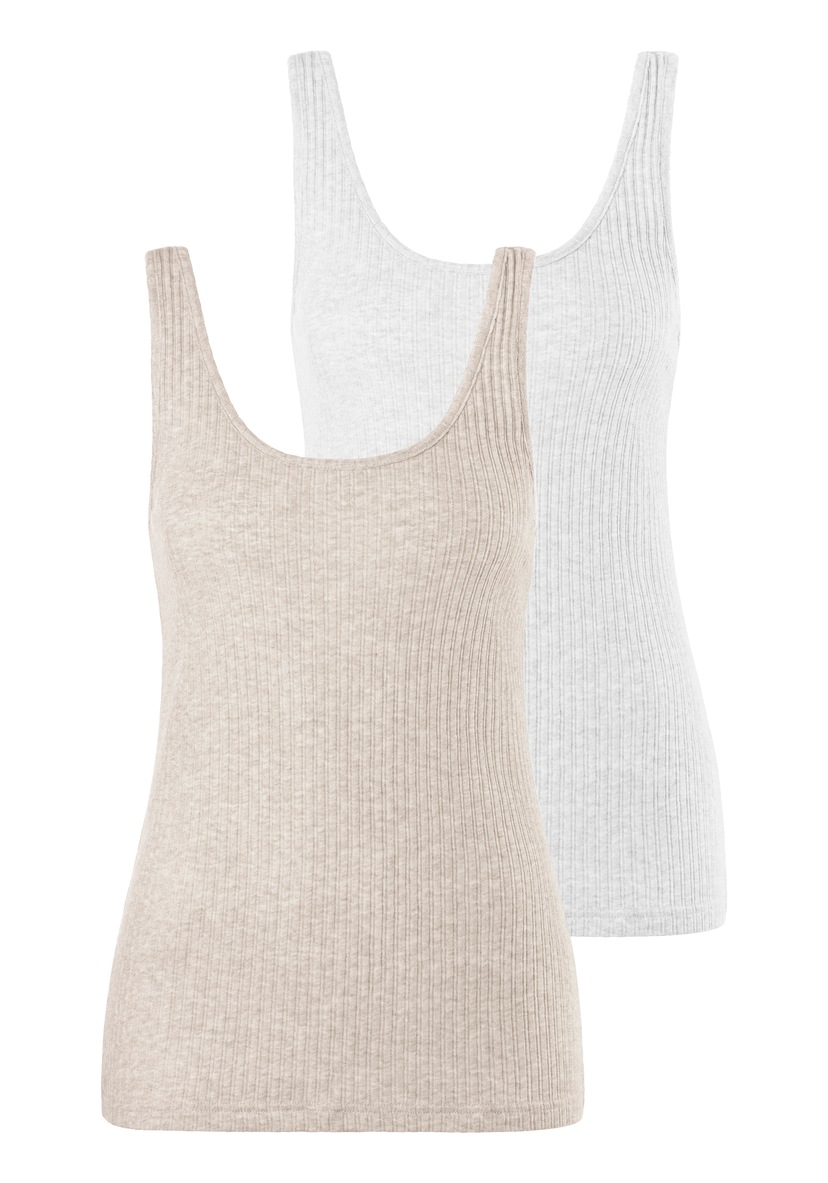 LASCANA Unterhemd, (Packung, 2 St., 2er-Pack), aus elastischer Baumwolle, weiche  Spitze, Spaghettiträger-Top bestellen | BAUR