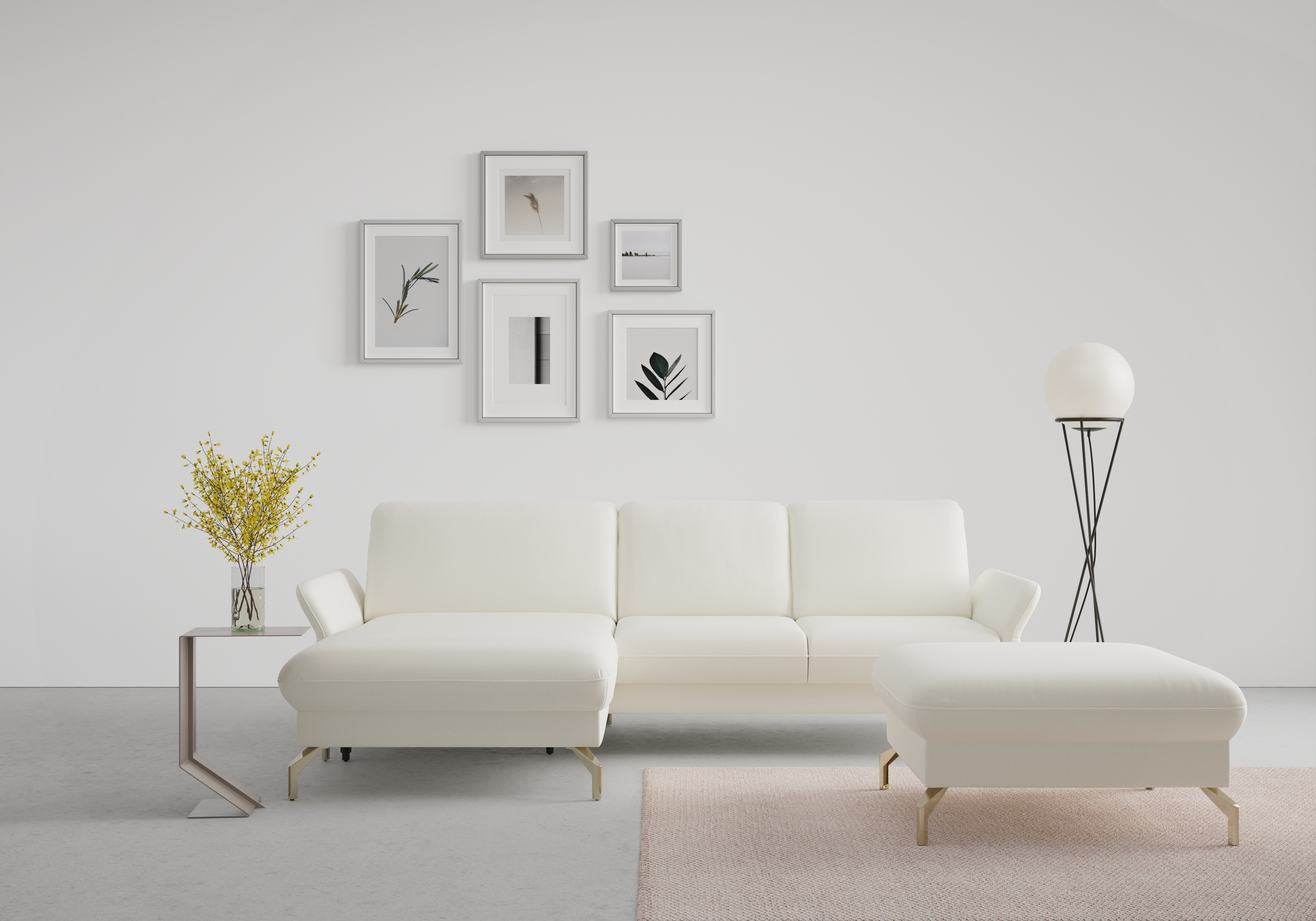 sit&more Ecksofa "Fashion L-Form" wahlweise mit Kopfteilverstellung, Vorziehsitz, motorisch, Nickelfüße