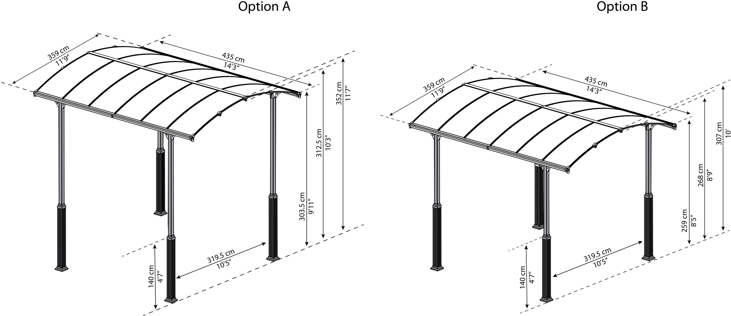 Palram - Canopia Einzelcarport »Alpine«, Aluminium, 319 cm, Anthrazit, 100% UV-geschützt