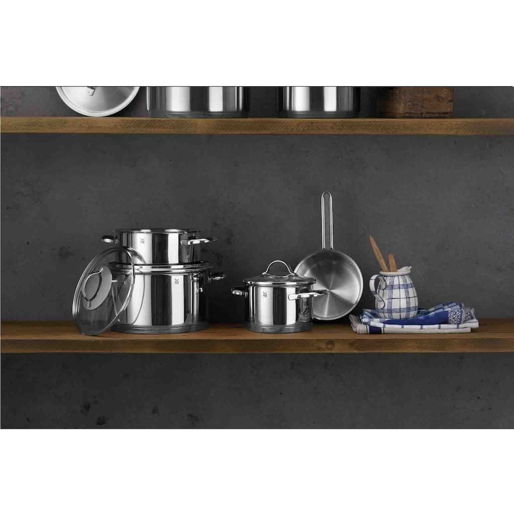 WMF Topf-Set »Provence Plus«, Cromargan® Edelstahl Rostfrei 18/10, (7 tlg., Bratentopf Ø 20 cm, Fleischtopf Ø 16/24 cm, Stielkasserolle Ø 16 cm)