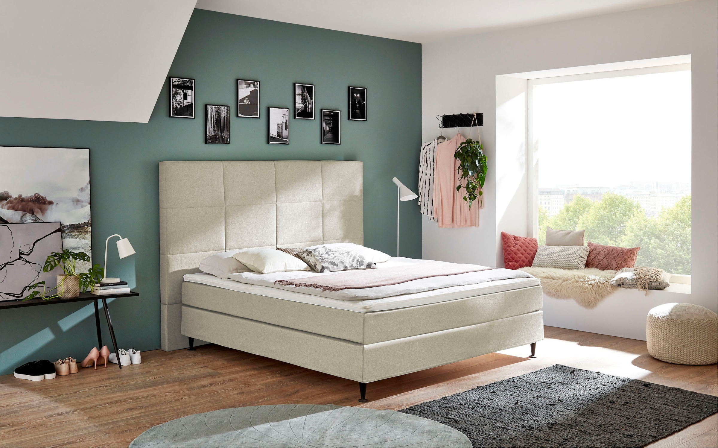 Home affaire Boxspringbett "Linja" mit Hotelbett-Charakter, Komfortliegehöhe und Topper inklusive