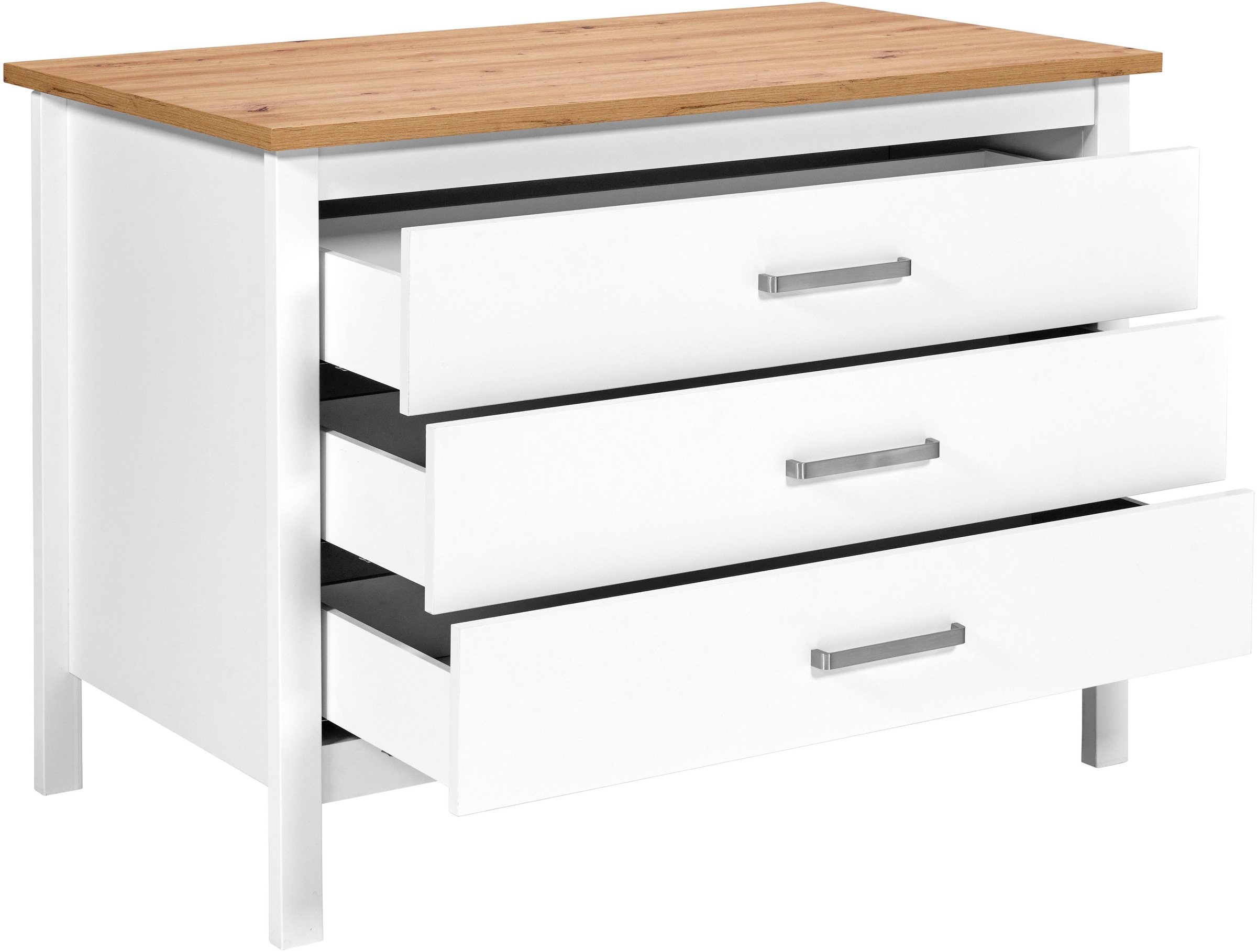 Inter Link Bartisch »Enoli im Skandi Look, multifunktional für Küche & Essbereich, Weiss« 1 Stk. tlg. Kücheninsel mit Soft-Close, Platz für 2 Hocker, 124x75x91 cm