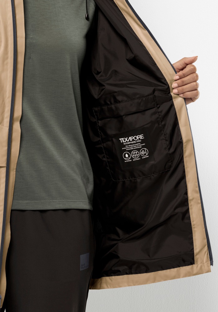 Jack Wolfskin Funktionsjacke »MAINKAI LONG JKT W«, mit Kapuze