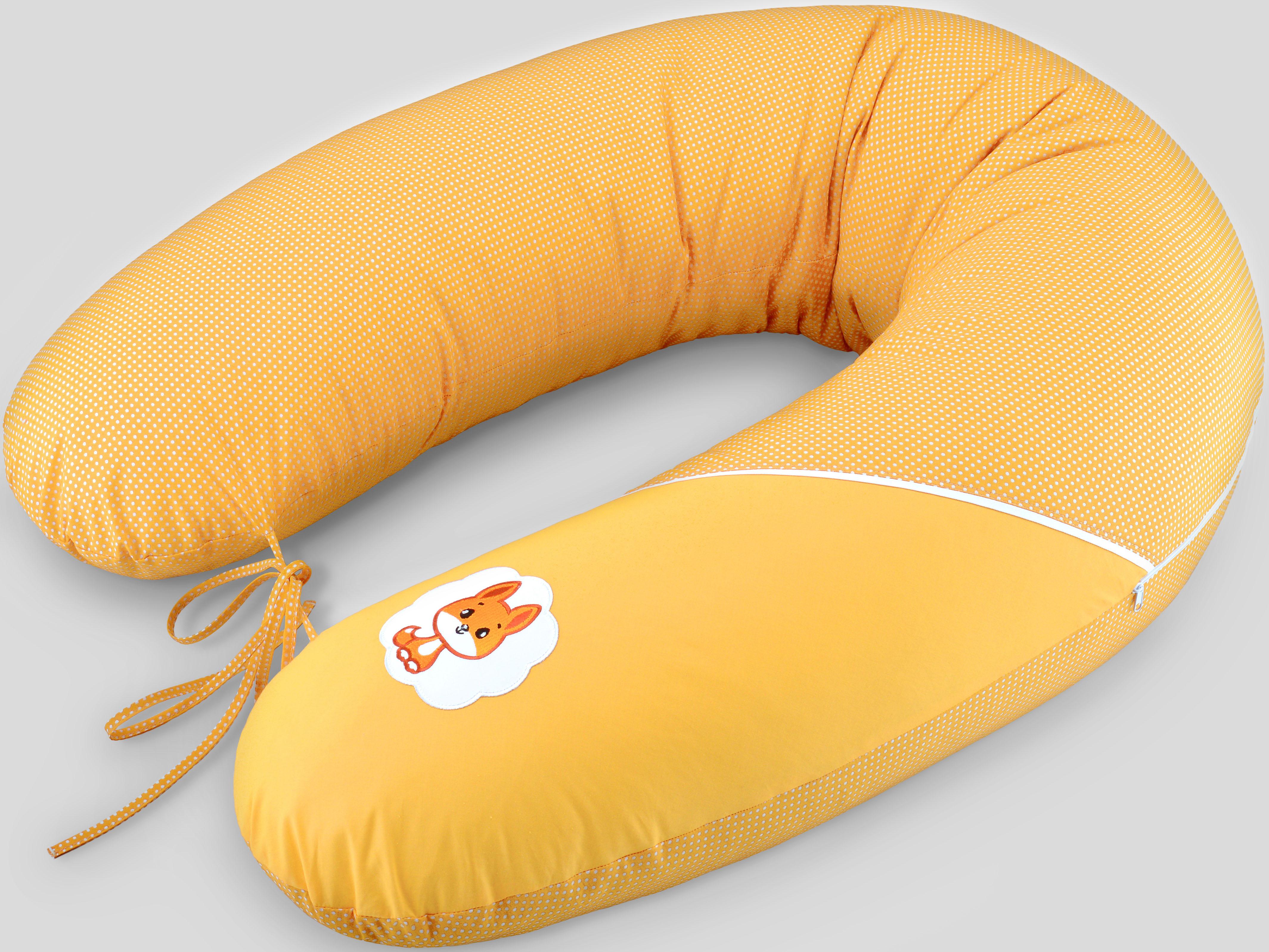 SEI Design Stillkissen Fuchs orange, mit hochwertiger Stickerei mit niedlichen Tiermotiven Kinder B/L: 30 cm x 190 cm Made in Germany