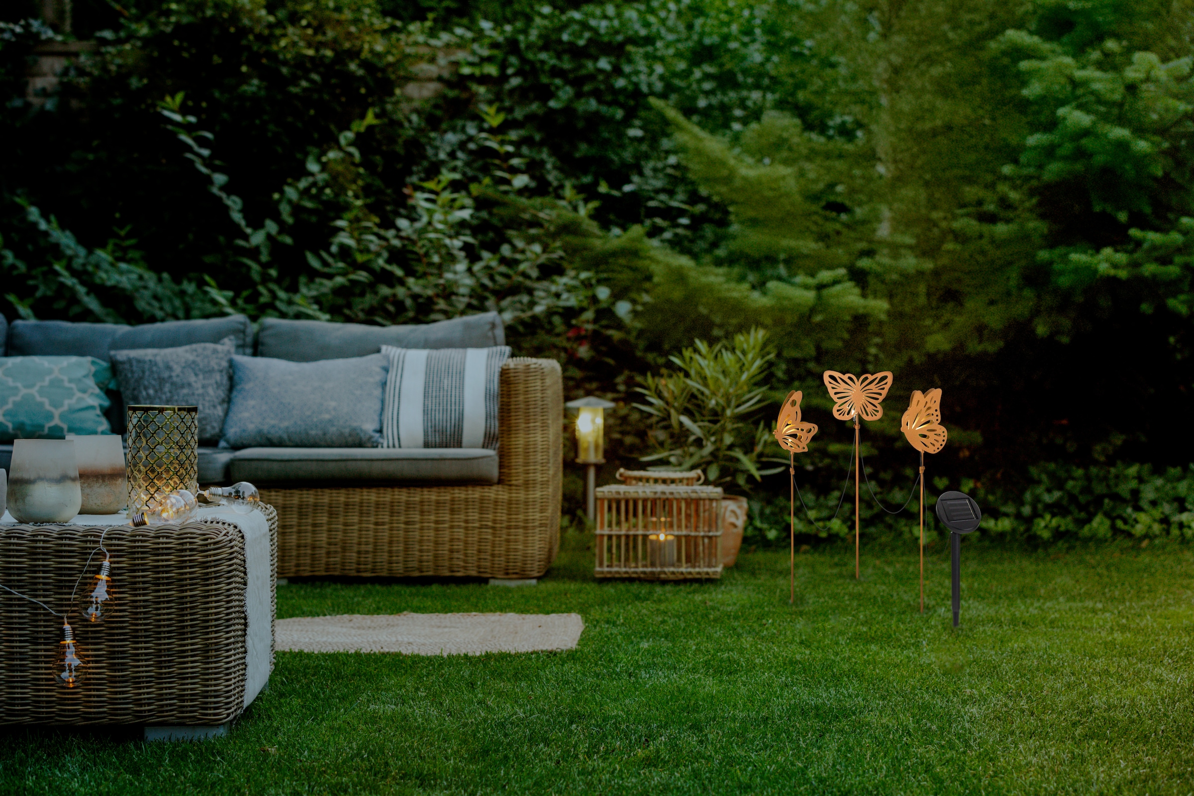 näve LED Solarleuchte »Butterfly« LED-Modul 1 Stk. Warmweiß 3tlg. Dekoleuchte Schmetterling, braun, Lichtfarbe warmweiß,  H: 52cm