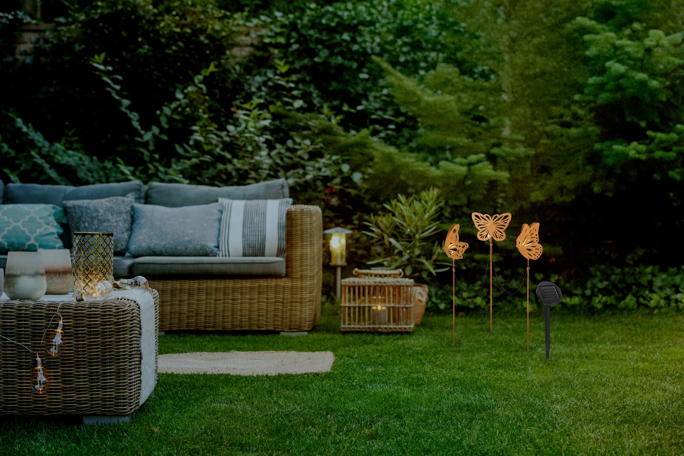 LED Solarleuchte NÄVE "Butterfly", braun, B:3cm H:52cm L:10cm, Leuchten, 3tlg. Dekoleuchte Schmetterling, braun, Lichtfarbe warmweiß, H: 52cm 2