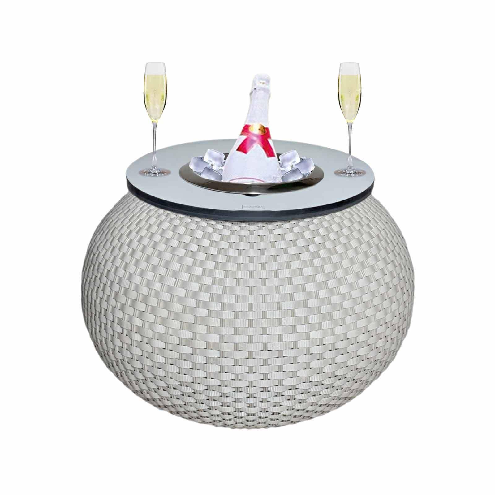 Beistelltisch COOTAB COOLER TABLE "Beistelltisch mit Edelstahl-Kühler Milano 40 cm", beige (champagner), B:55cm H:40cm, Tische, Beistelltisch