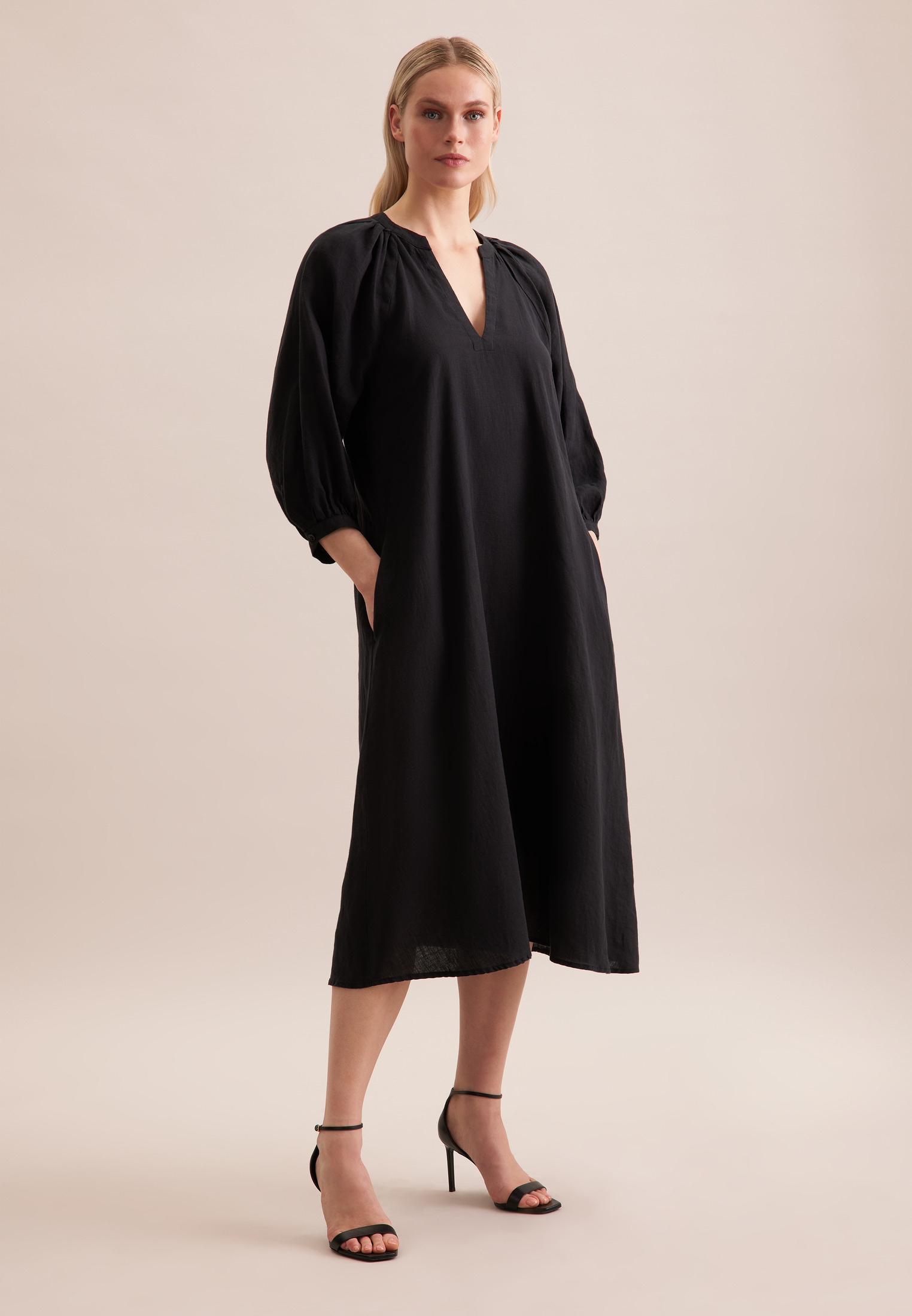 seidensticker Sommerkleid »Schwarze Rose«, 3/4-Arm Rundhals Uni