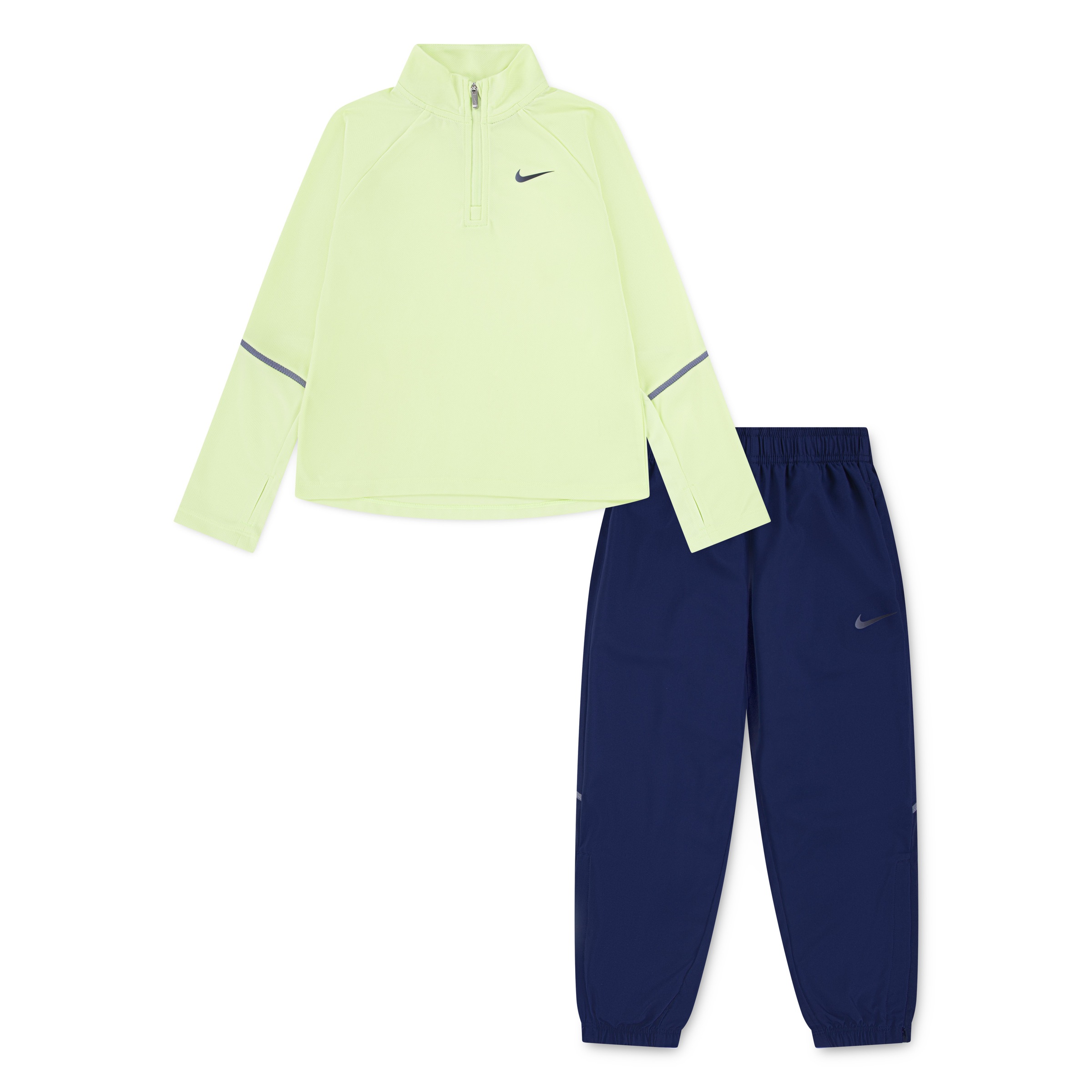 Trainingsanzug NIKE SPORTSWEAR "K NK DF MILER HZ TOP PANT SET", Jungen, Gr. 104 (4), mystic navy, Obermaterial: 100% Polyester, Sportanzüge Trainingsanzug, für Lauftraining und sportliche Aktivitäten, für Sportmode