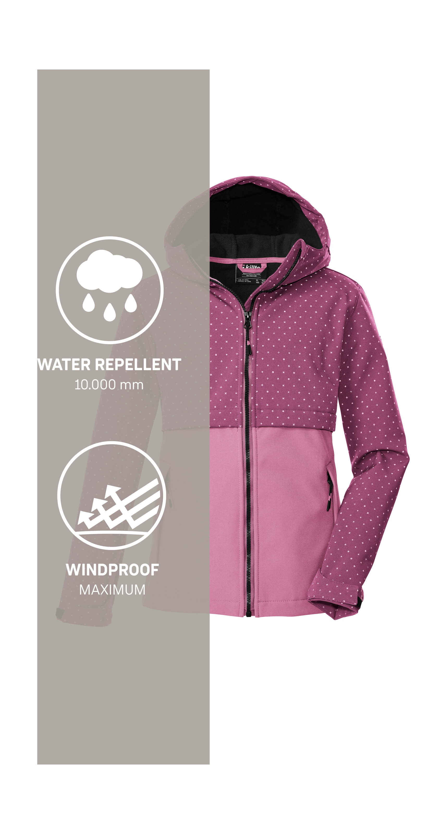 Killtec Softshelljacke »KOW 227 GRLS SFTSHLL JCKT«, Softshelljacke für Kids: wind- und wasserabweisend, reflektierend