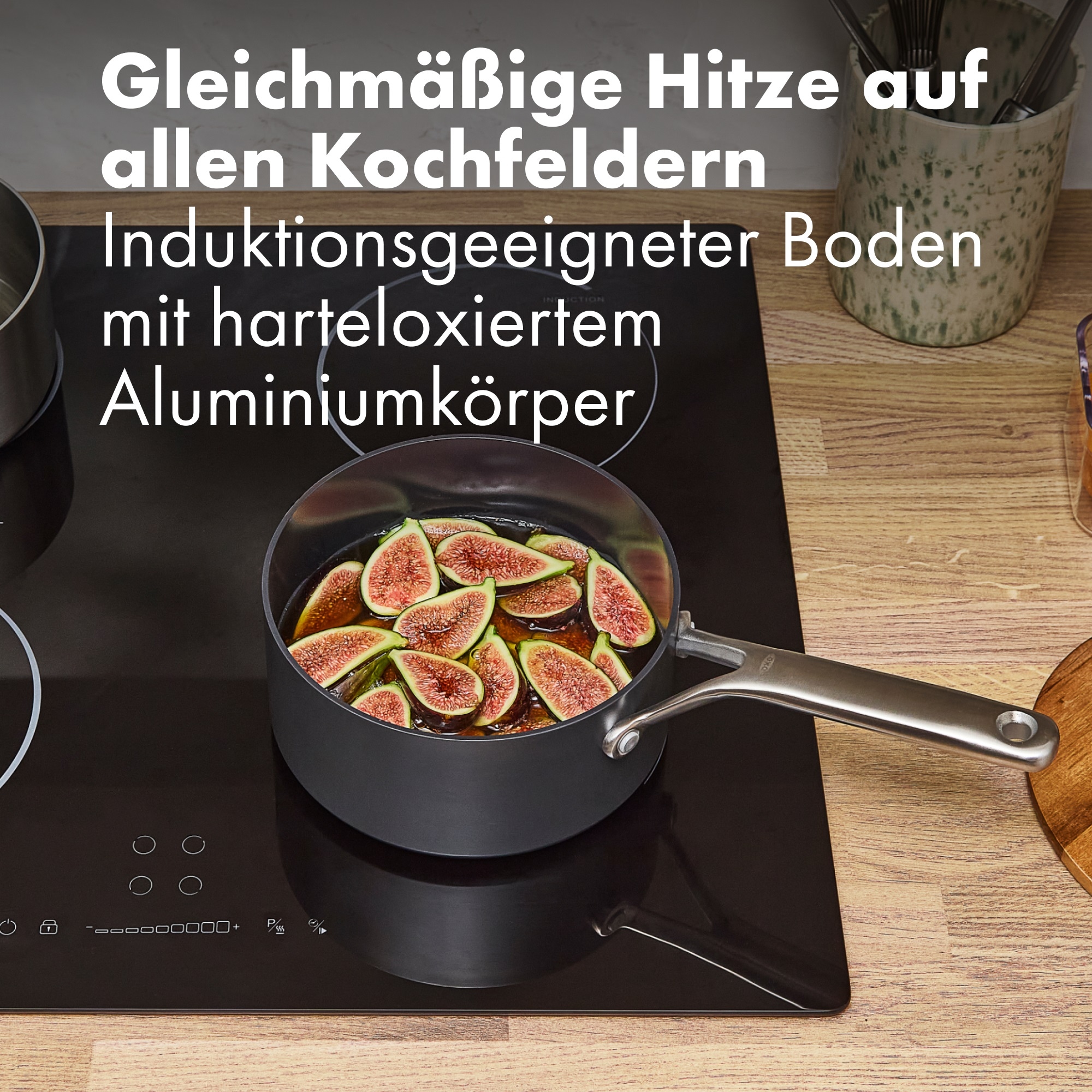 OXO Good Grips Topf-Set »Ceramic Professional Antihaft-Stieltopf-Set – 16 & 18 cm« 4 tlg. Edelstahl | Keramik