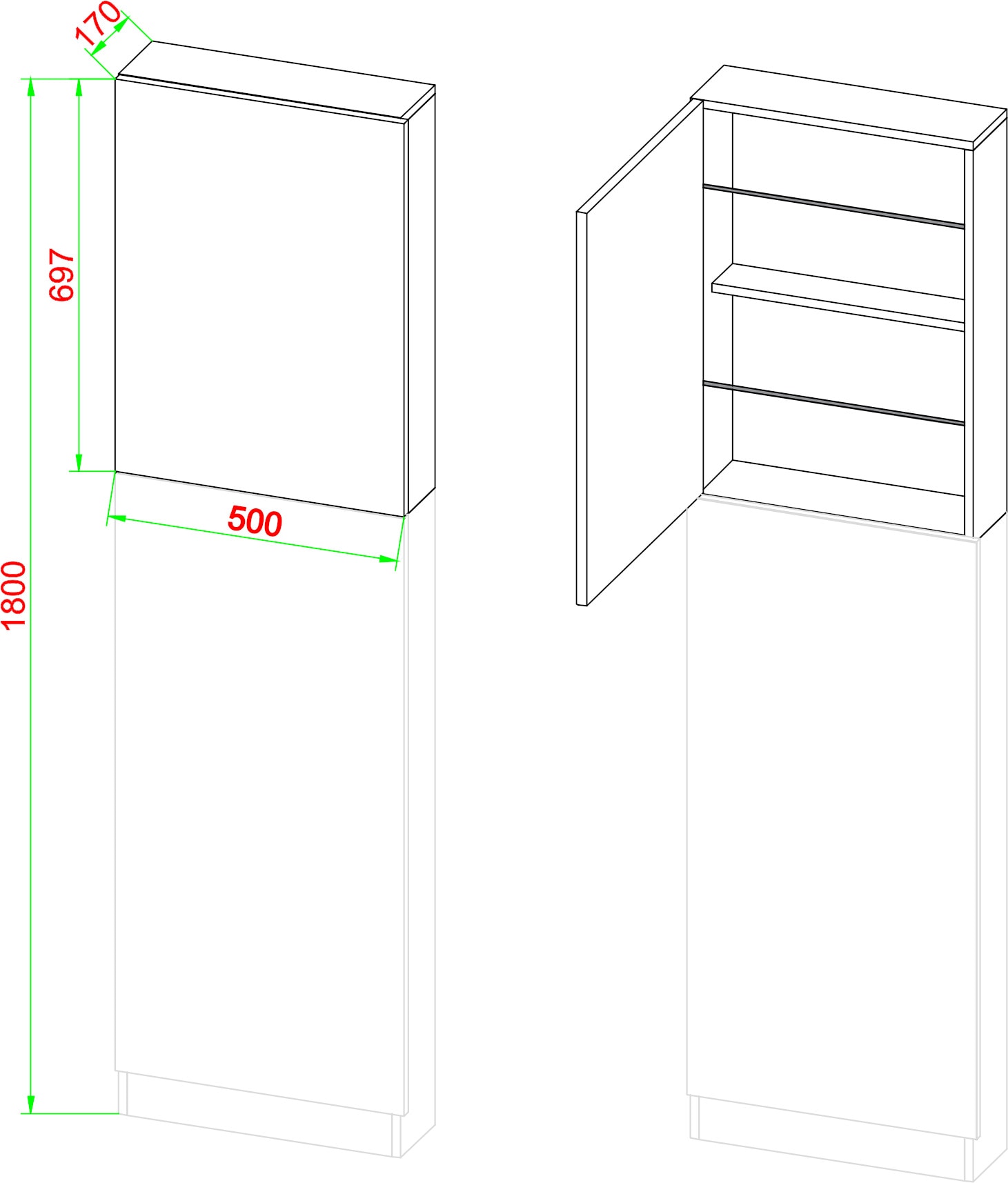VCM Schuhschrank »VCM Holz Schuhschrank | Maße: H. 180 x B. 50 x T. 17 cm | 2 Drehtüren - Fulisa XL«, (1 St.)