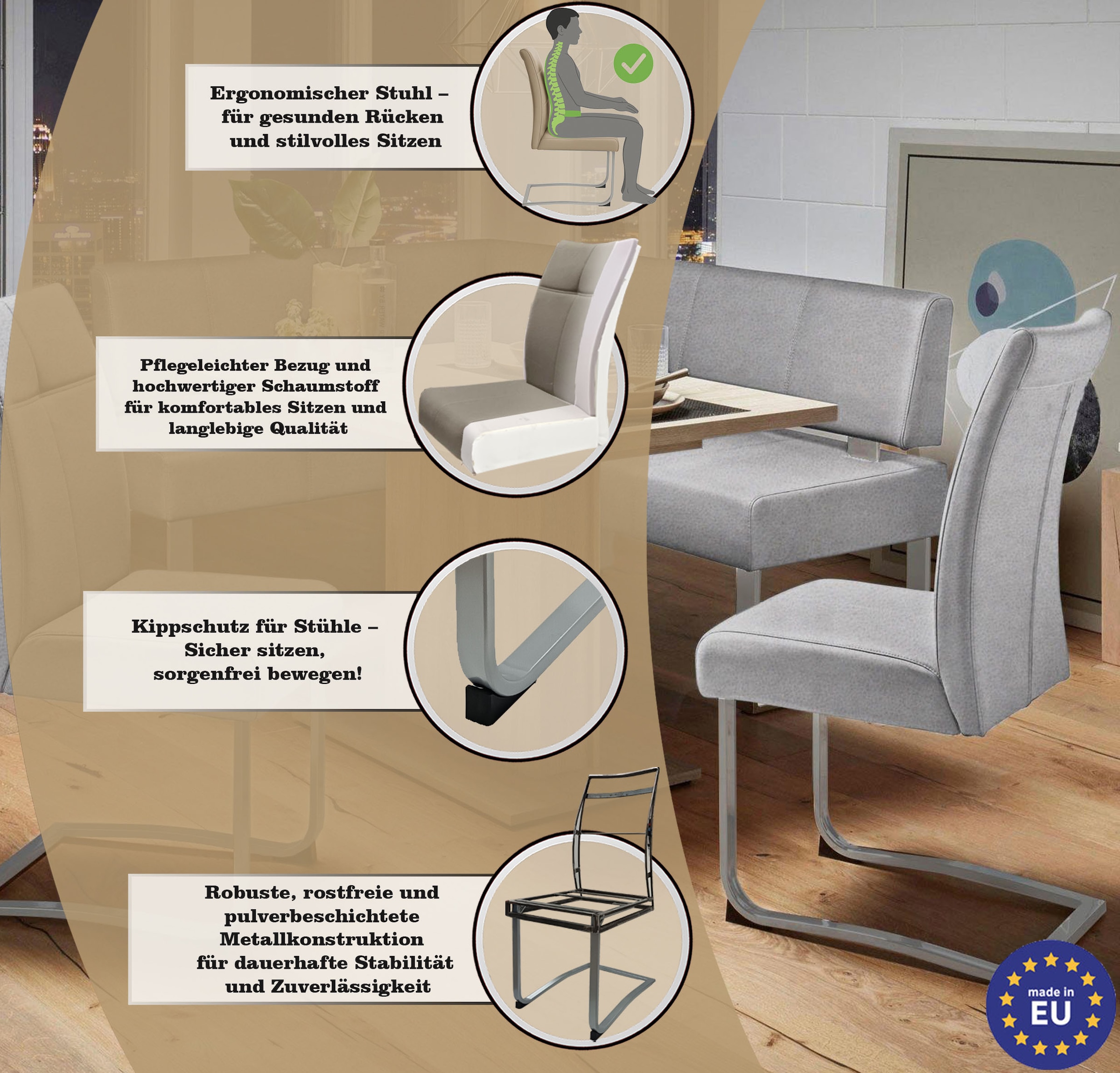 Home affaire Freischwinger »Rab«, (Set), 2 St., Microfaser, Bezug in verschiedenen Qualitäten, maximale Belastbarkeit 120 kg