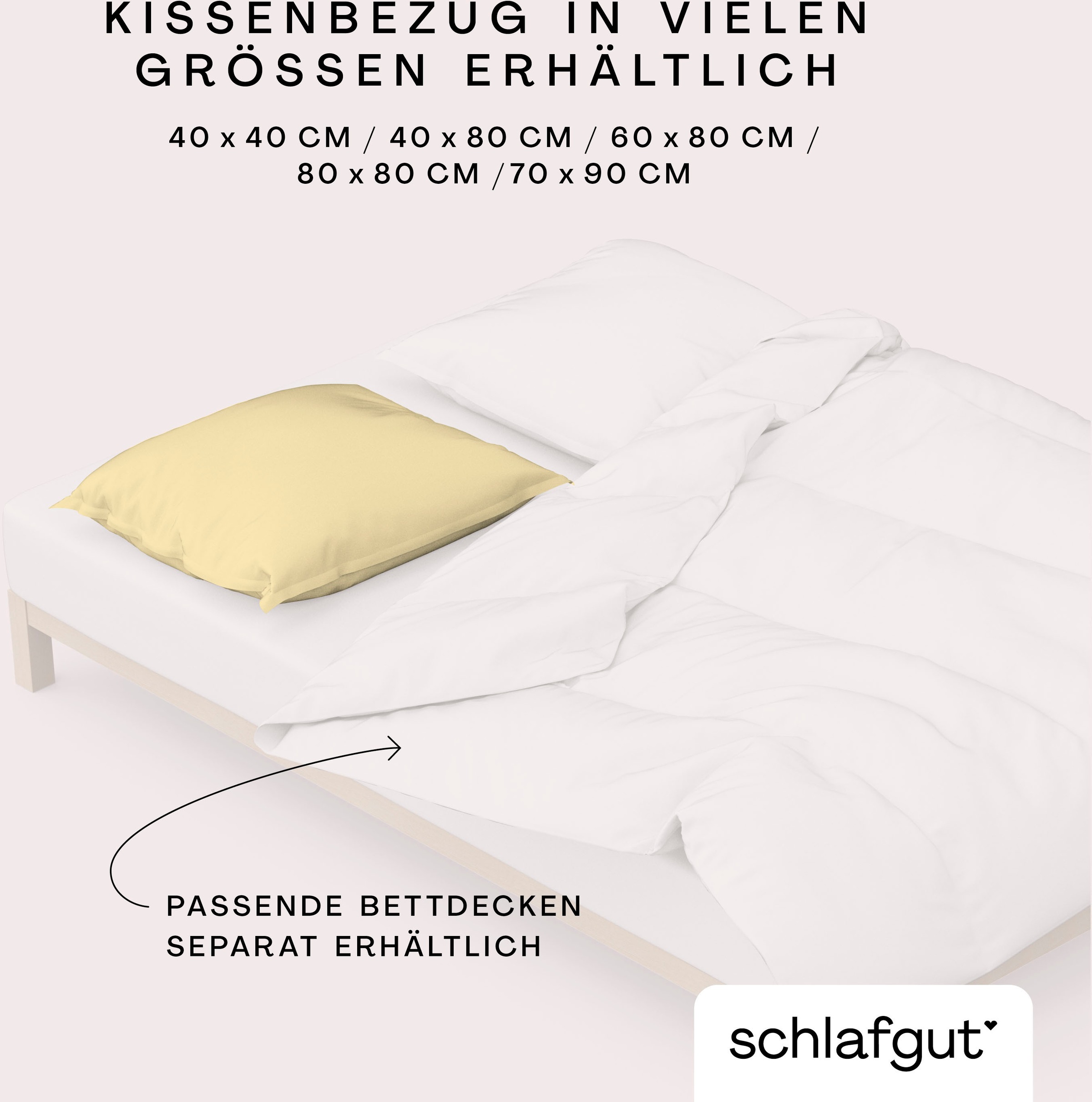 Schlafgut Kissenbezug »Knitted Jersey aus Bio-Baumwolle mit Elasthan, bügelfrei,«, (1 St.), besonders fein gestrickt, Kissenhülle mit farbigem Reißverschluss