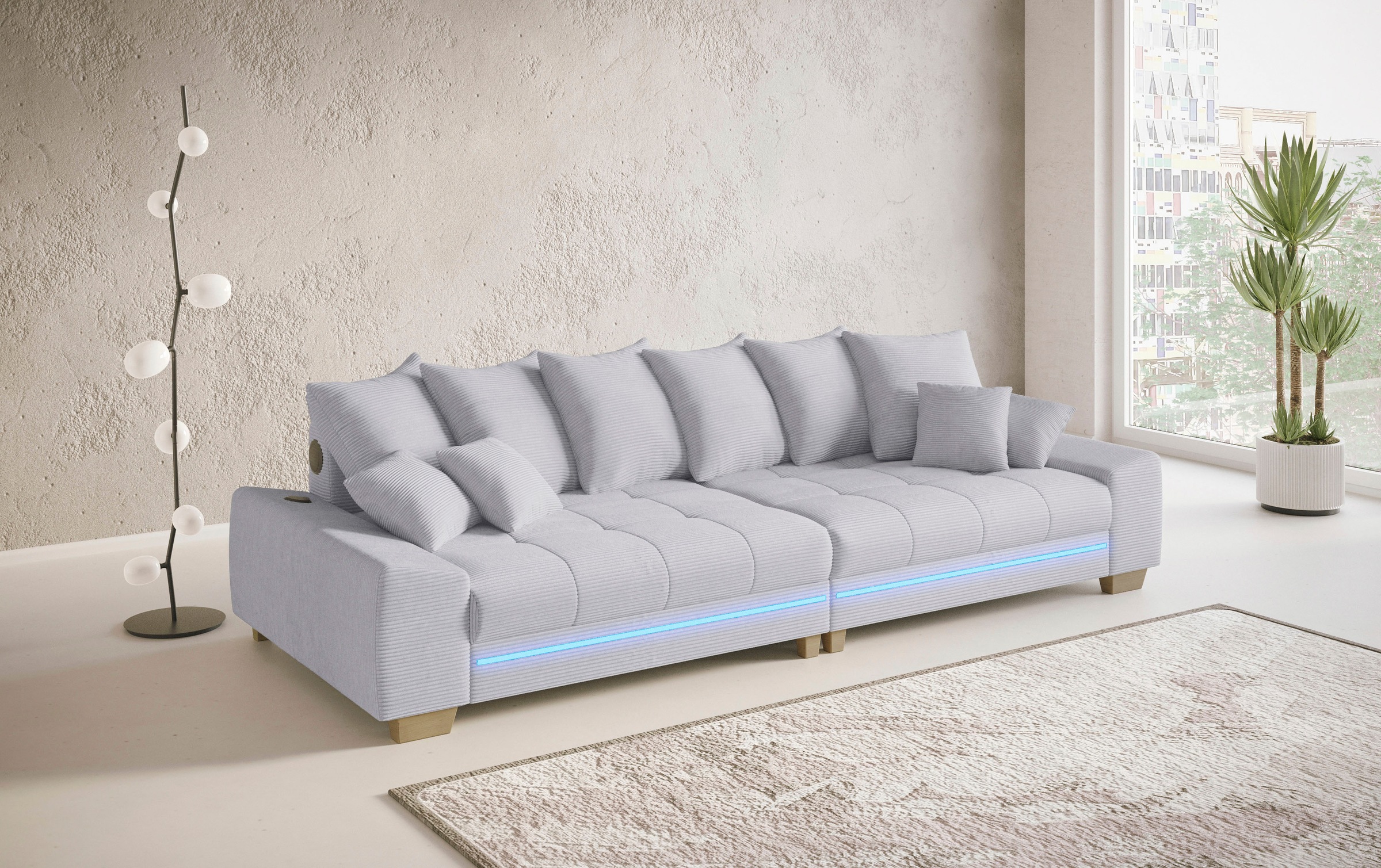 Mr. Couch Big-Sofa »Nikita II«, RGB-LED, Bluetooth-Soundsystem, wahlweise mit Kaltschaum