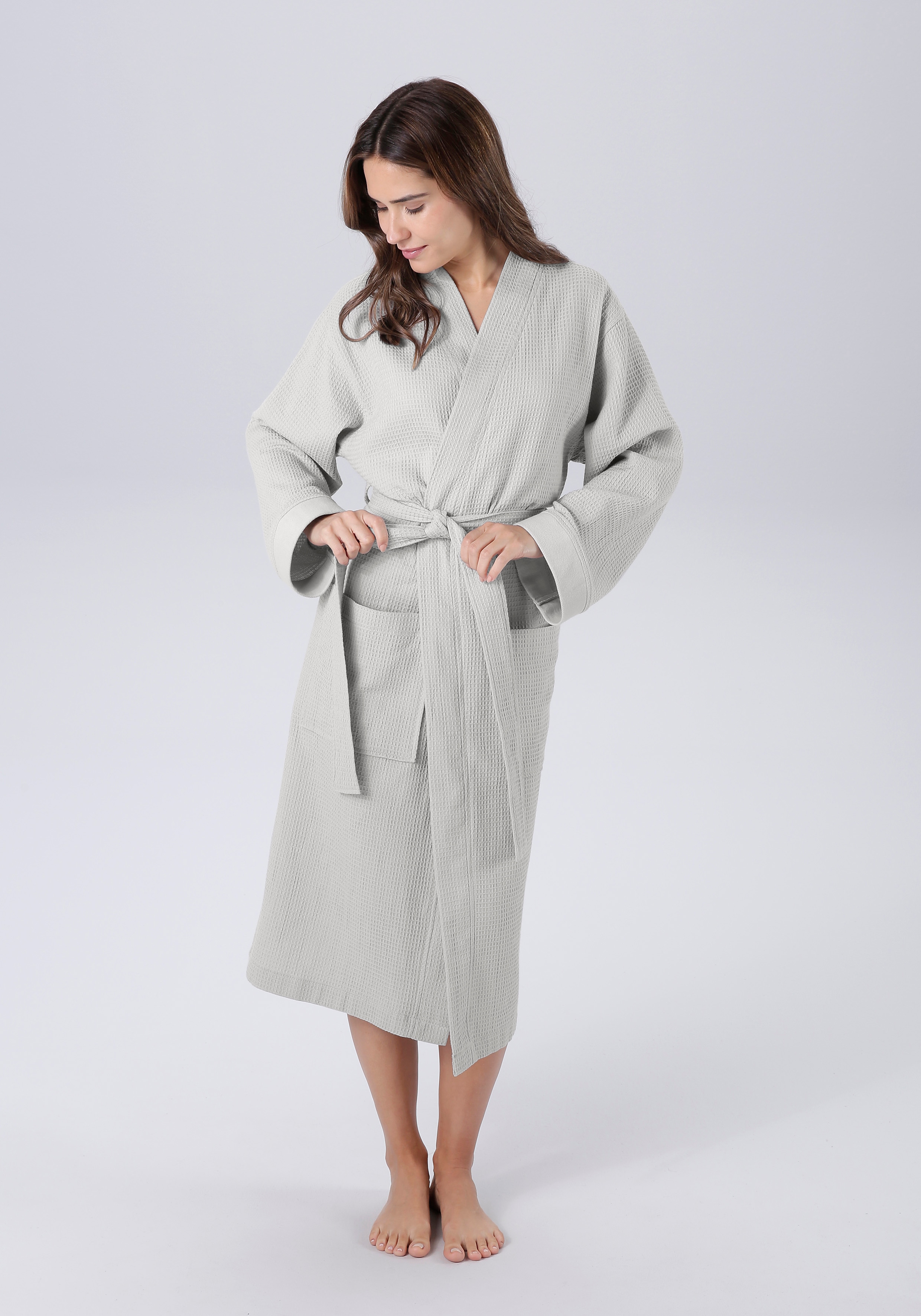 OTTO home Unisex-Bademantel "Vanessa, ideal für Sauna & Spa, Hotelbademantel, Morgenmantel" 1 Stk. Taschen, Damen & Herren, Waffelpiqué, sehr leichte Qualität, S-3XL