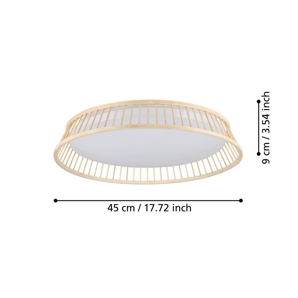 EGLO Deckenleuchte »LUPPINERIA«, 1 flammig, Leuchtmittel LED-Modul | LED fest integriert, Deckenlampe, Kunststoff in Weiß und Bambus in Natur, Lampe, Ø 45 cm