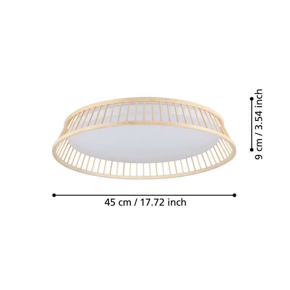 EGLO Deckenleuchte »LUPPINERIA«, 1 flammig-flammig, Deckenlampe, Kunststoff in Weiß und Bambus in Natur, Lampe, Ø 45 cm