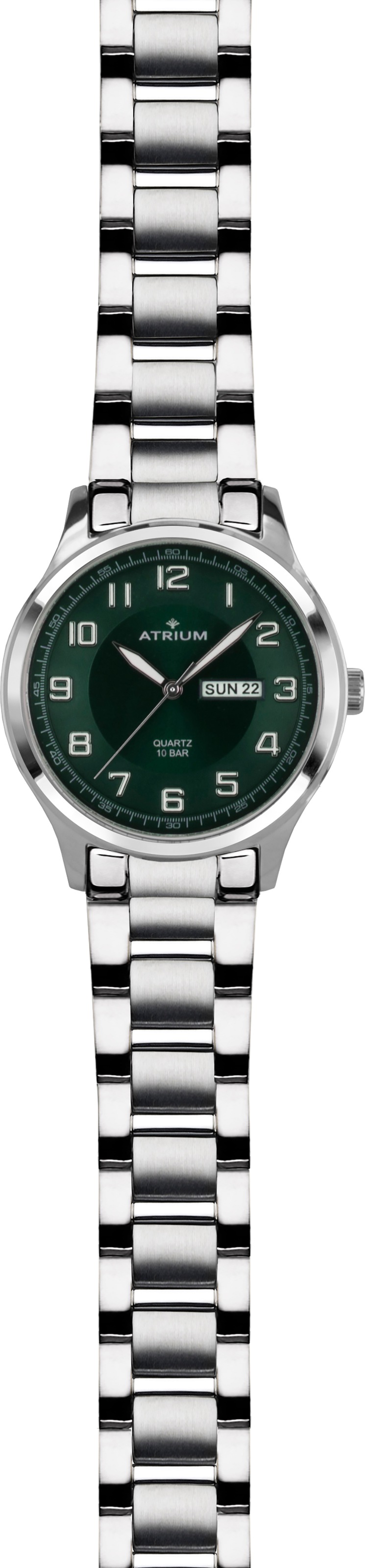 Atrium Quarzuhr Armbanduhr, Herrenuhr, Edelstahlarmband, analog, Wochentag, Tag