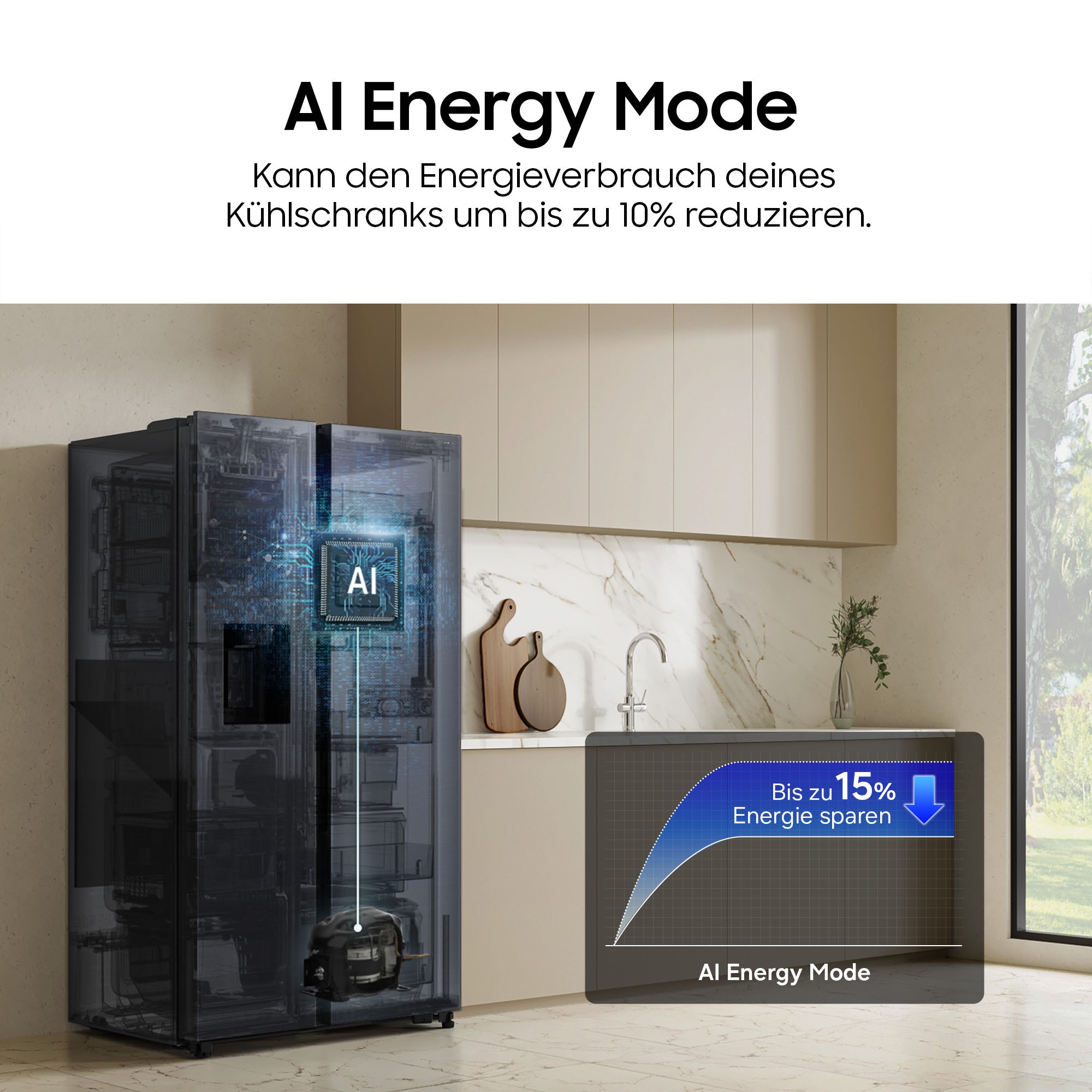 Samsung Side-by-Side RS70F »RS70F66KBFEF« 178 cm hoch 91,2 cm breit Eis- und Wasserspender, Al Energy Mode, No Frost+