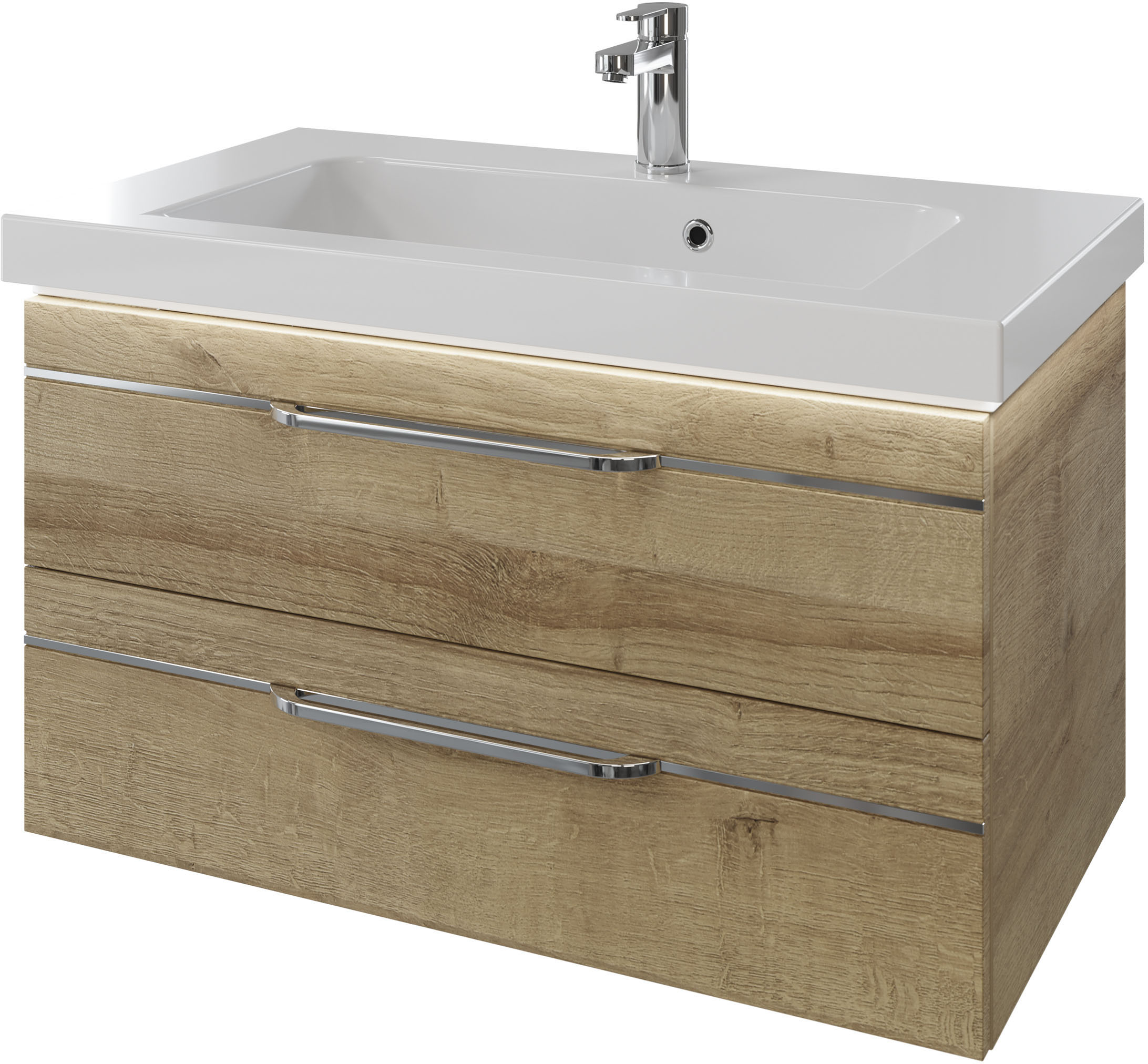 Thumbnail - Saphir Badmöbel-Set "Balto 2-teilig Mineralmarmor-Waschtisch mit LED-Spiegel, Waschplatz" 2 Stk. tlg.