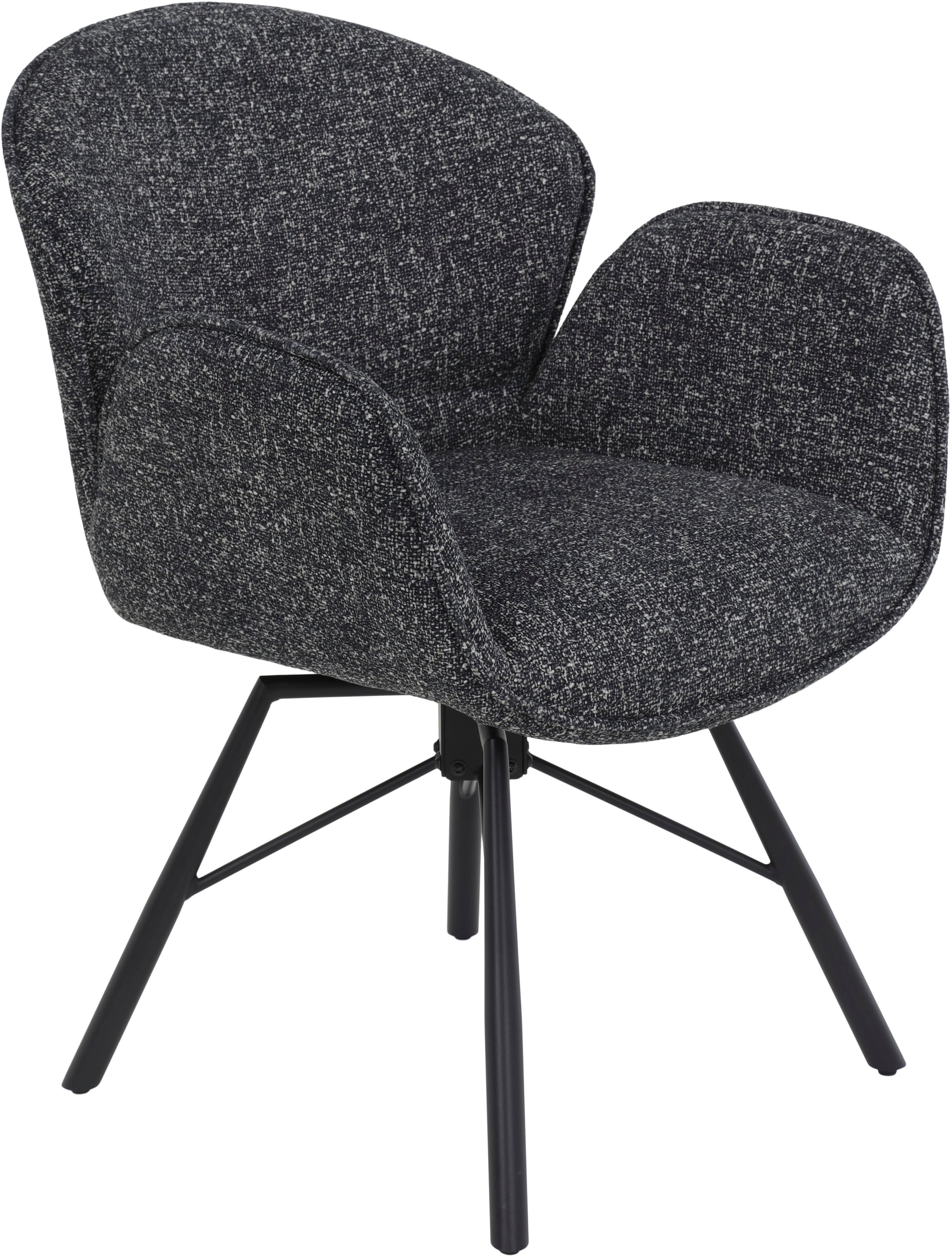 HELA 4-Fußstuhl »BRISTOL, Armlehnen Stuhl, Sessel, Esszimmerstuhl«, (Set), 2 St., Microfaser-Bouclé, 360° drehbar mit Auto-Return,gepolstert,Boucléoptik,Armlehnen