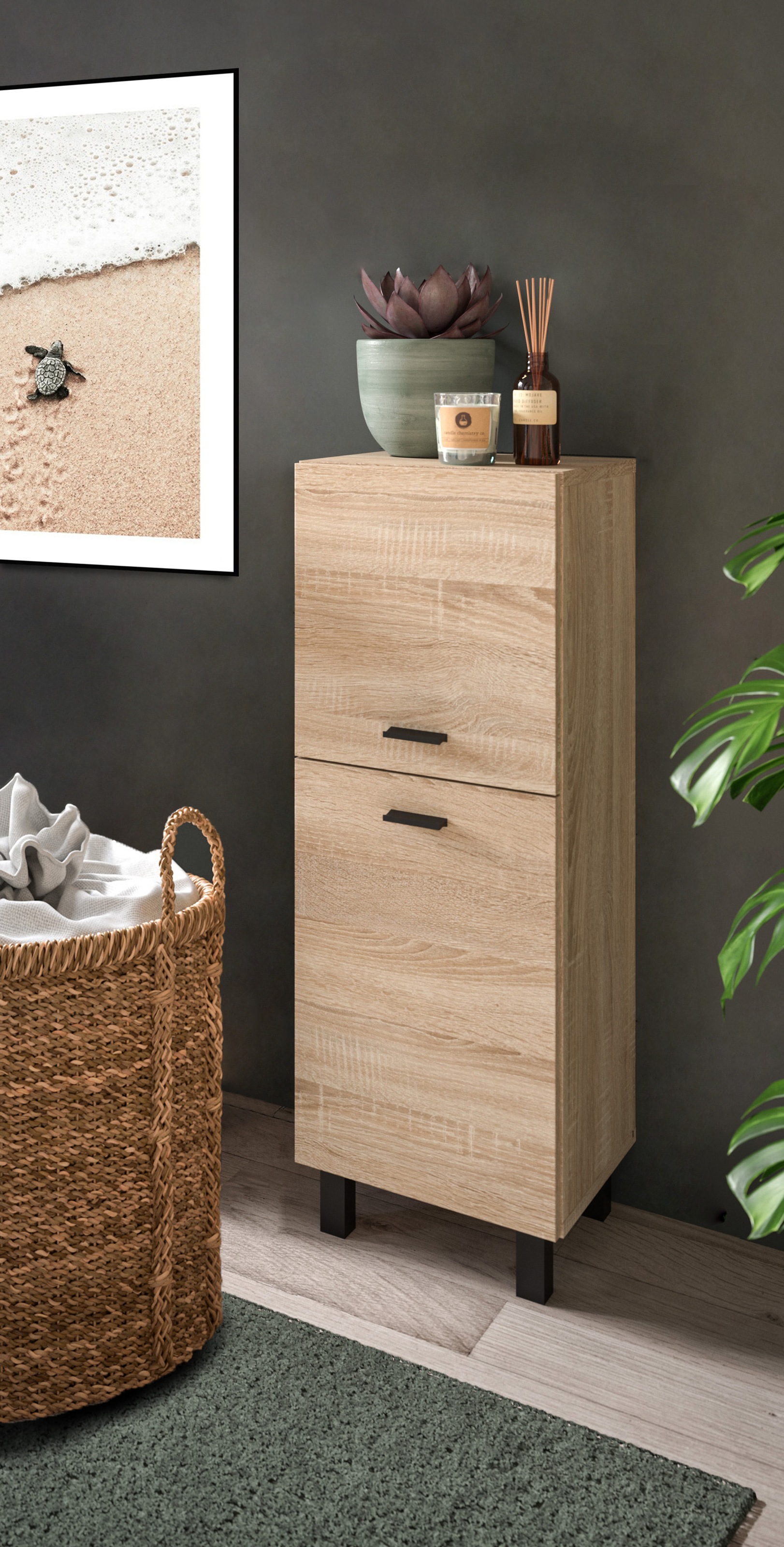 welltime Midischrank "Tampa, Höhe 80cm, hängend oder stehend montierbar", Badschrank, Bad-Möbel, Badezimmer