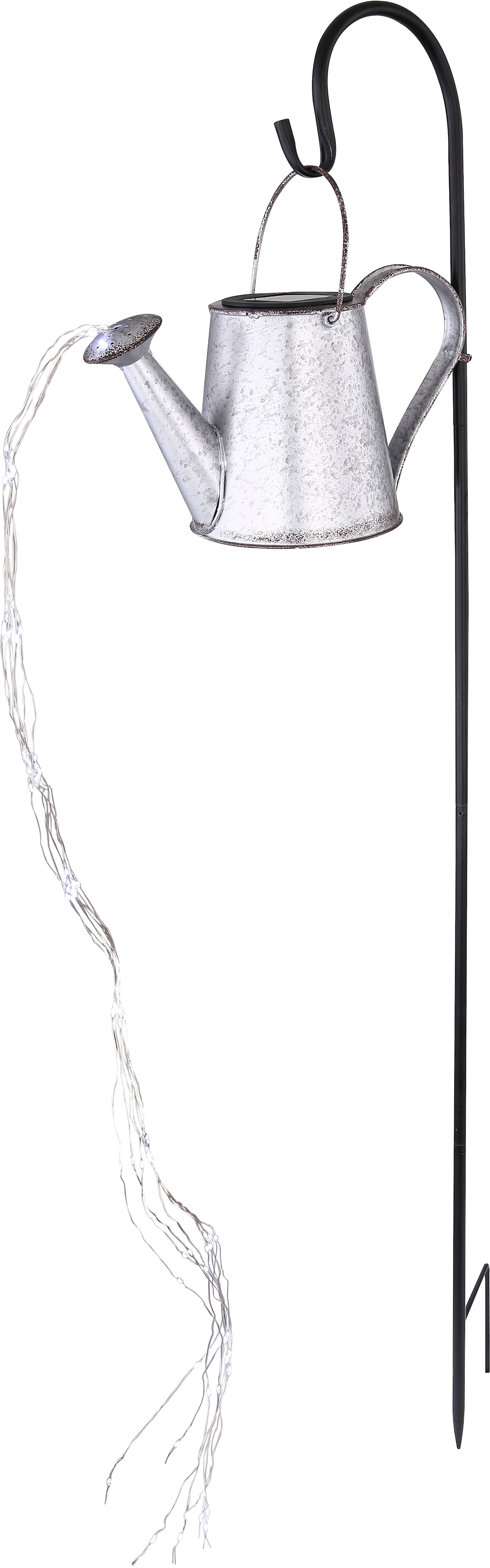 GLOBO LIGHTING LED Solarleuchte »SOLARLEUCHTE METALL SILBERGRAU, 80XLED« LED-Modul 1 Stk. Warmweiß