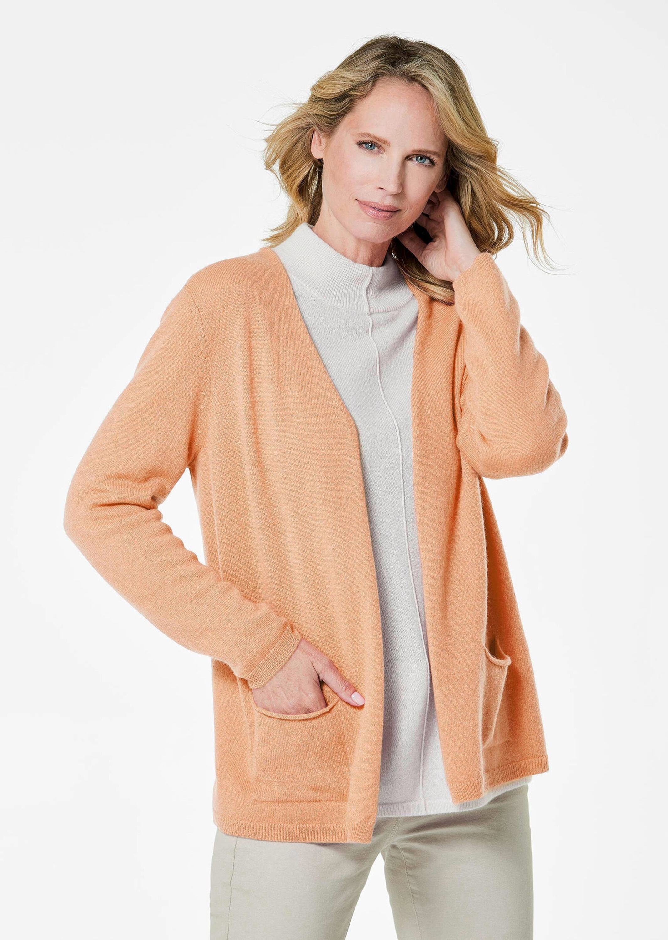 GOLDNER Strickjacke "Kurzgröße Cardigan in langer offener Form" Aufwendig i günstig online kaufen