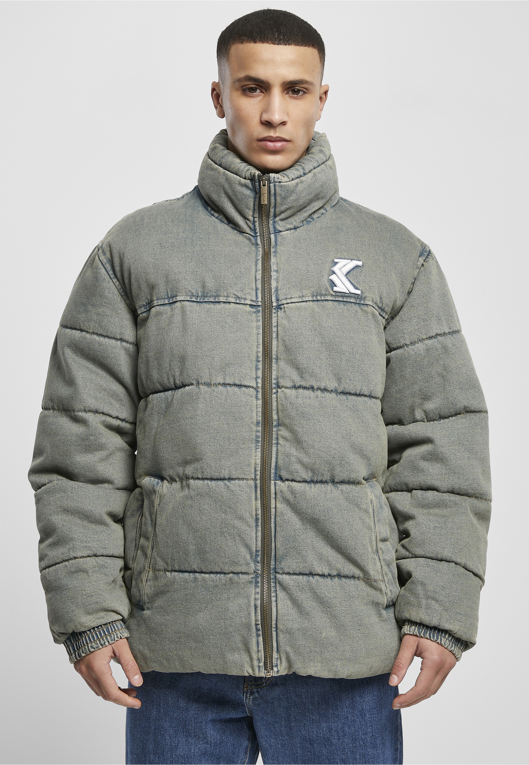 Karl Kani Winterjacke »Karl Kani Herren KM224-019-1 KK OG Denim Puffer Jacket« 1 Stk. tlg. ohne Kapuze