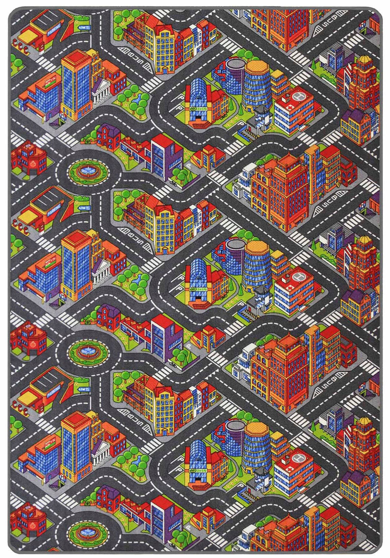 Primaflor-Ideen in Textil Kinderteppich "BIG CITY", rechteckig, 5 mm Höhe, Straßen-Spiel-Teppich, Straßenbreite ca. 9 cm