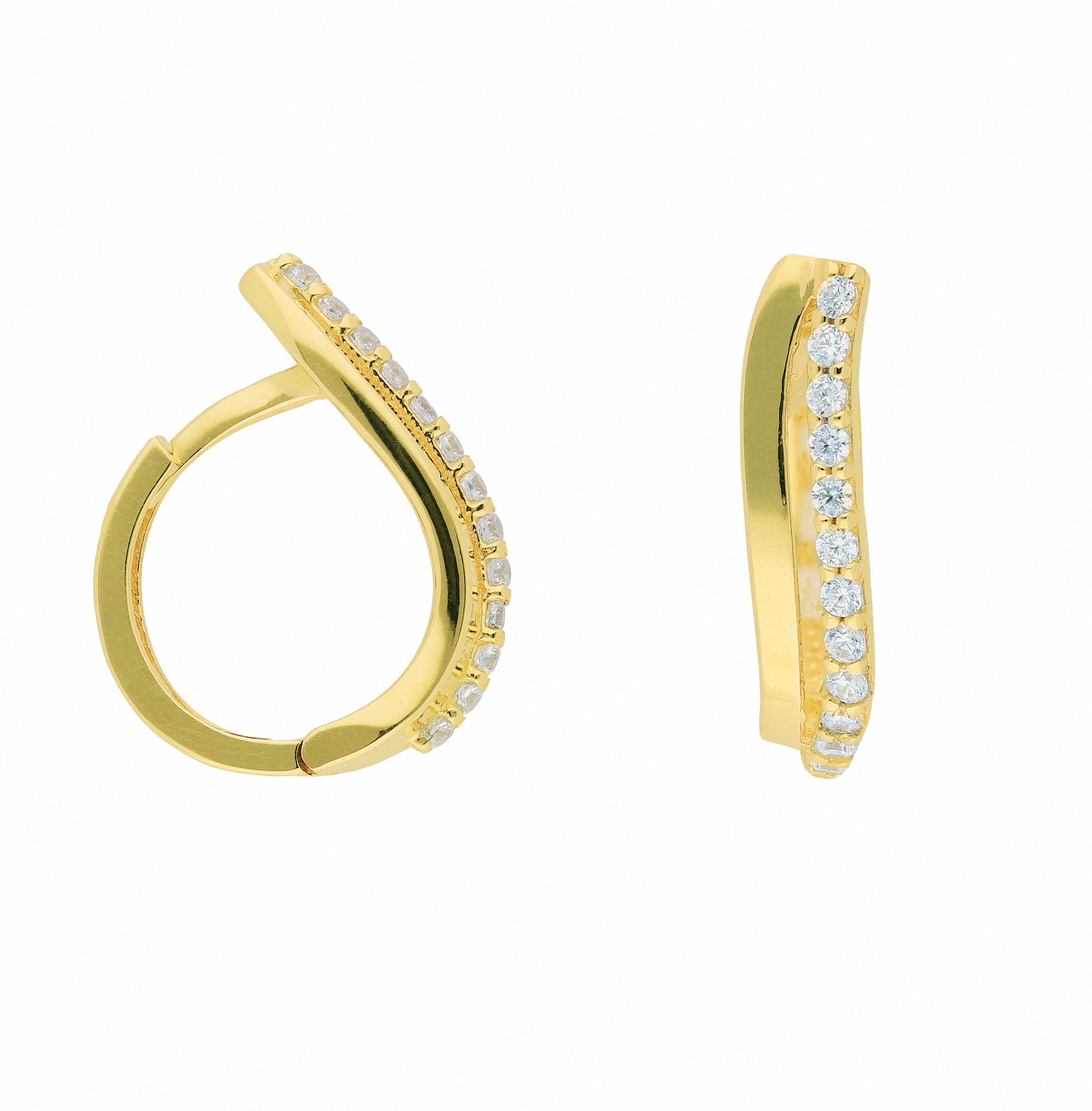 Paar Ohrhänger ADELIA´S "1 Paar 585 Gold Ohrringe / Creolen mit Zirkonia", gold, Ohrringe, Damen, Damen, Gold, mit Zirkonia Goldschmuck für Damen