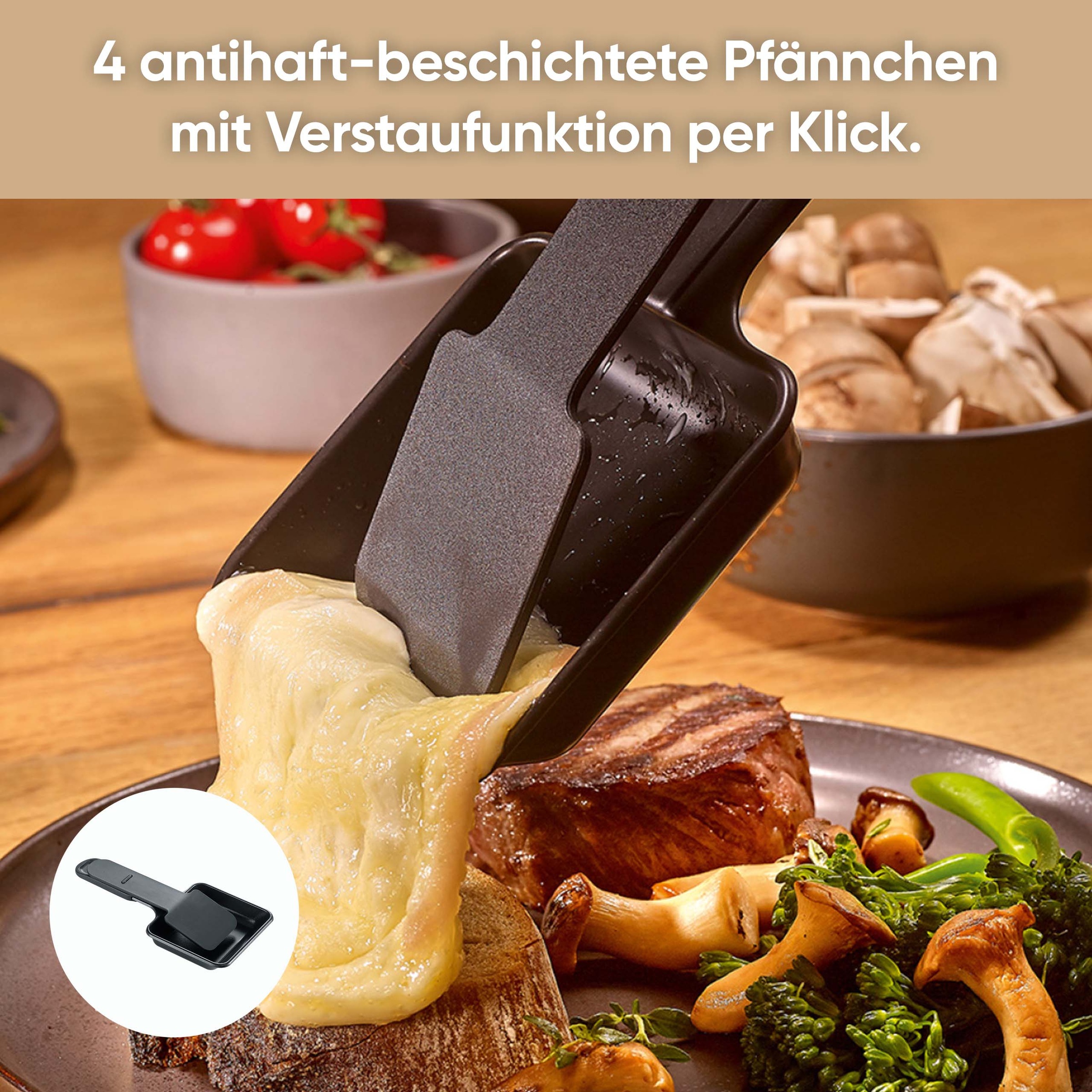 Severin Raclette »Black Line Lite Mini RG 2360« 4 Stk. Raclettepfännchen 600 W Raclette-Grill