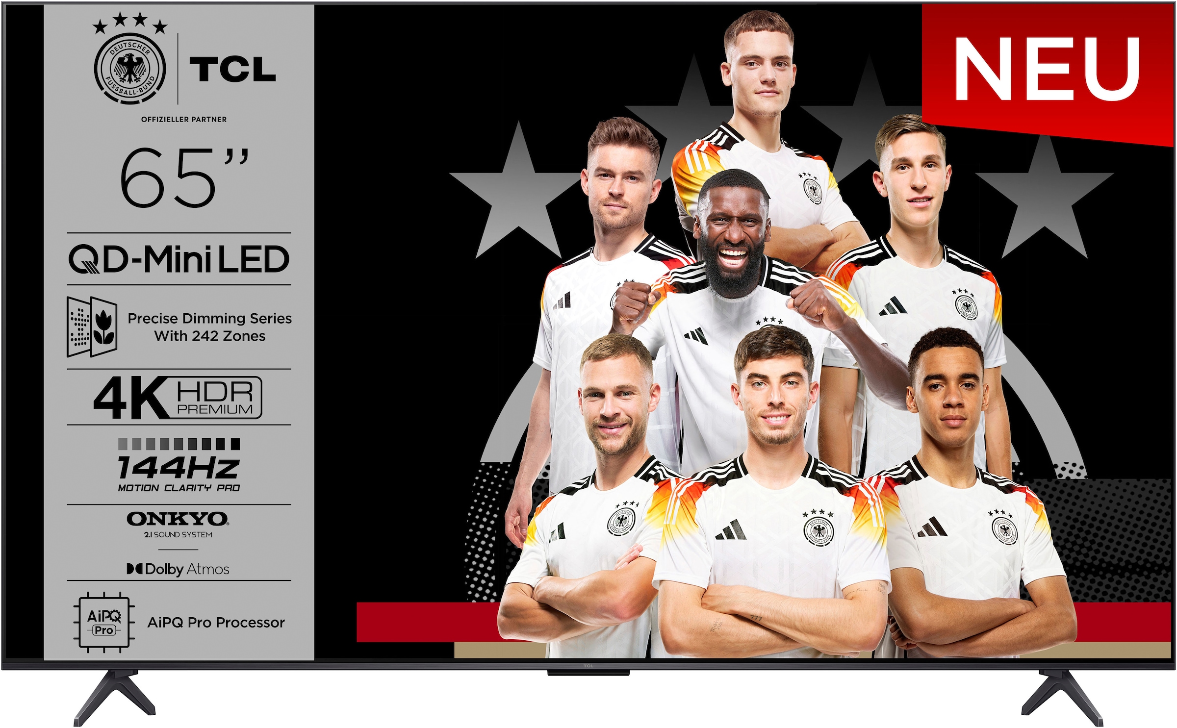 TCL QLED Mini LED-Fernseher »65Q6CX1«, 4K Ultra HD, Smart-TV-Google TV, 144 Hz, 4K HDR Premium, Smart TV, Apple TV, Multi-HDR und Dolby Vision
