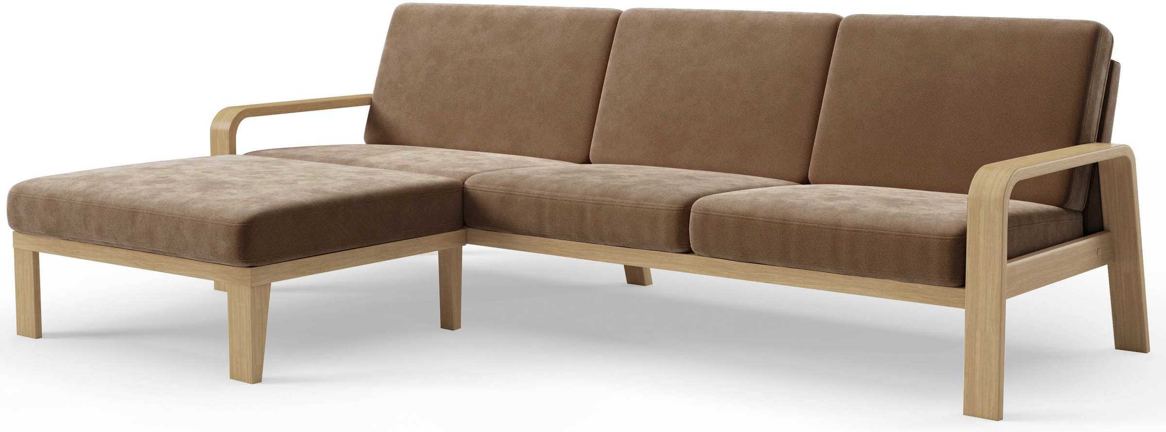 sit&more Ecksofa »Kolding L-Form«, Armlehnen aus Buchenholz in natur, verschiedene Bezüge und Farben