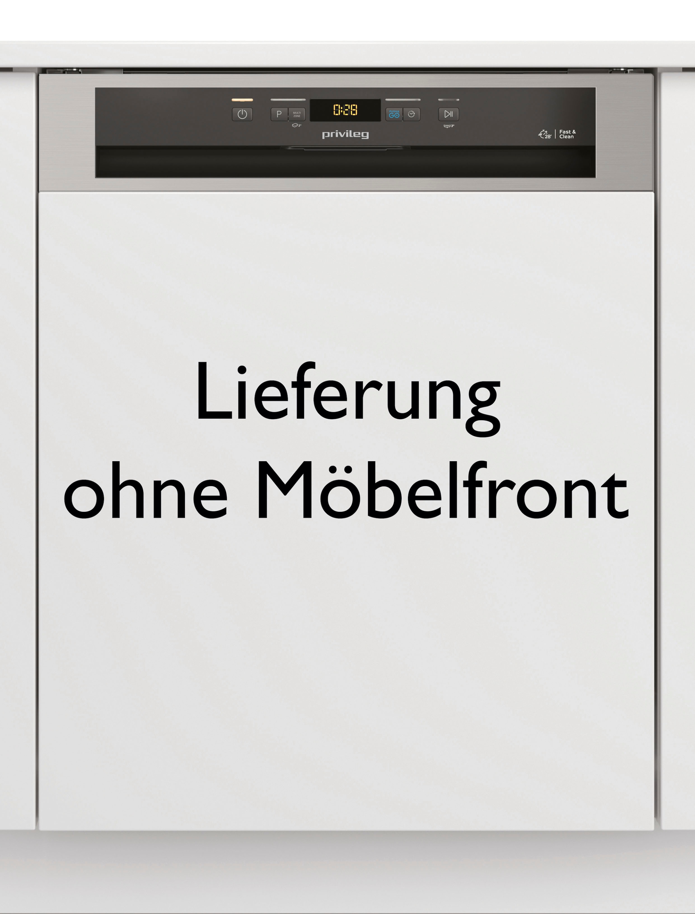 Privileg teilintegrierbarer Geschirrspüler "P0B ECO D551 X" 14 Maßgedecke Fast&Clean 28’ – das effektive Reinigungsprogramm unter 28 Minuten